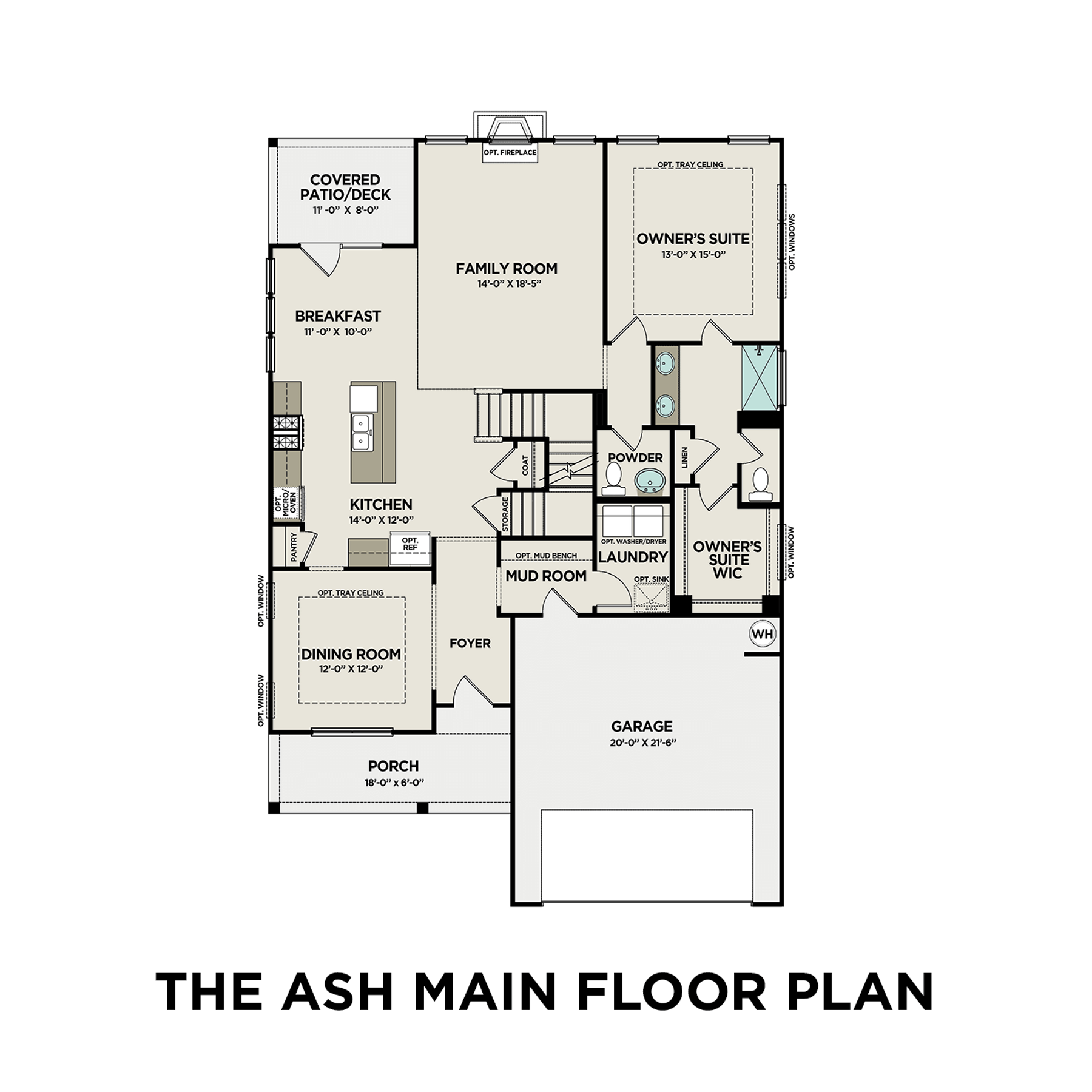 1 - The Ash B buildable floor plan layout in Davidson Homes Homes' Woods Crossing community.