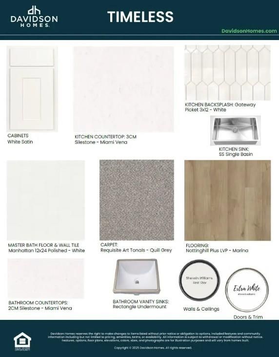 Kitchen and master bath finishes: white shaker cabinets, subway tile backsplash, Manhattan polished tiles in Davidson Homes Trinity F, Magnolia TX