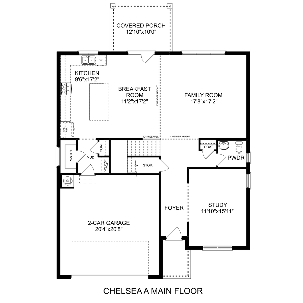 1 - The Chelsea buildable floor plan layout in Davidson Homes' Walker's Hill community.