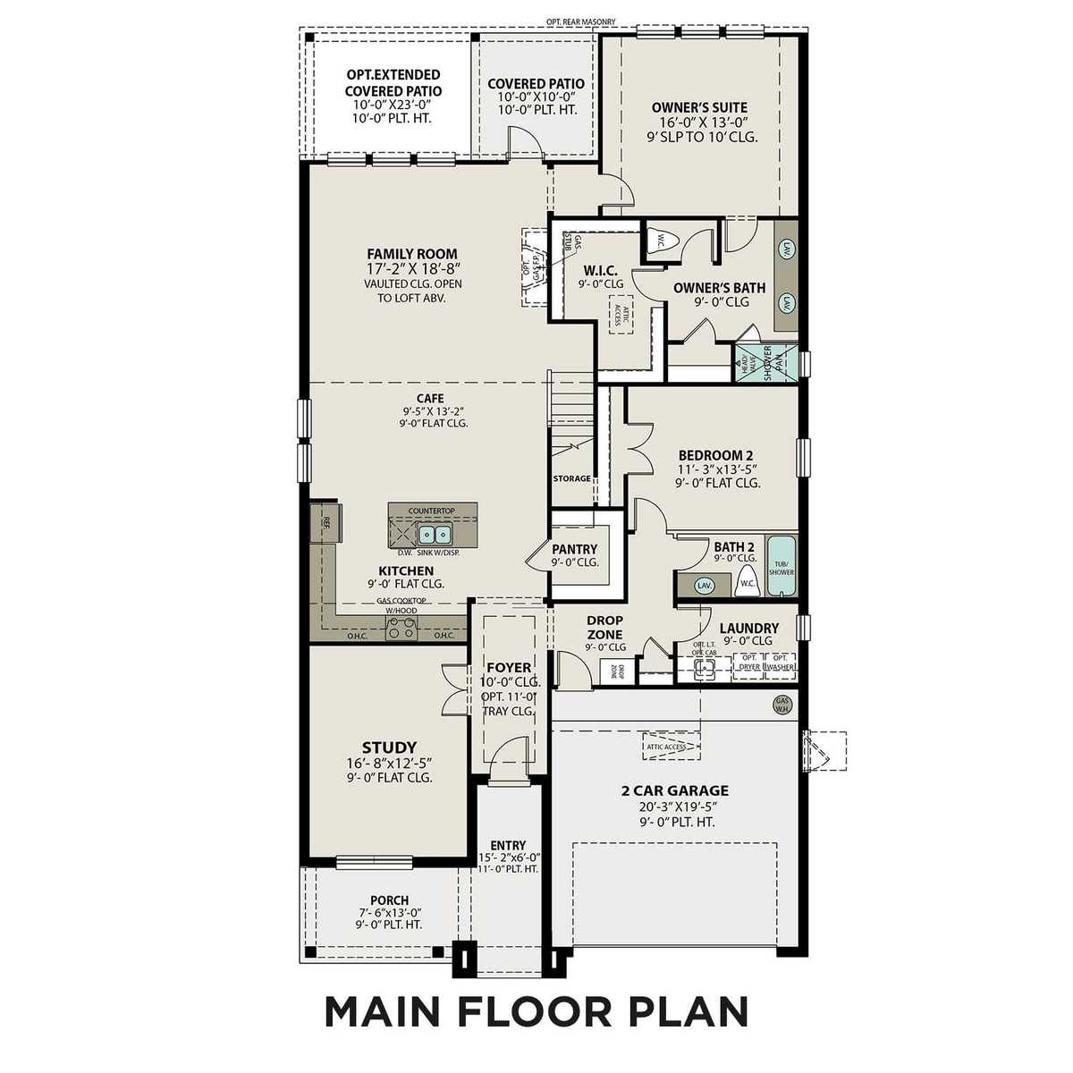 1 - The Zion C buildable floor plan layout in Davidson Homes' Lago Mar community.
