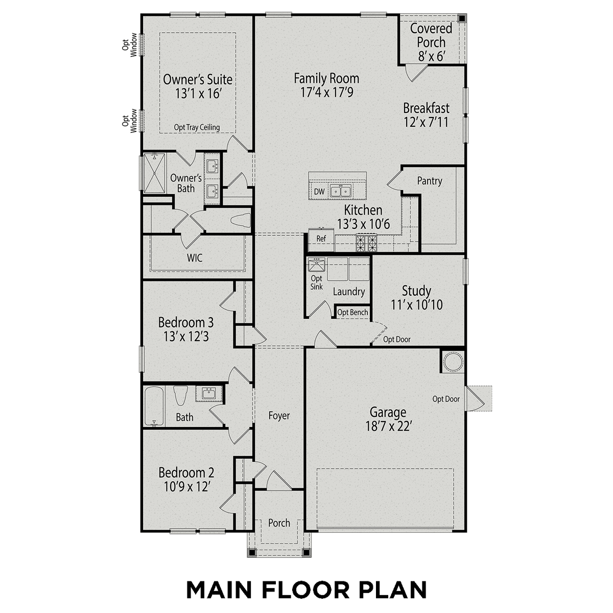 1 - The Daphne C floor plan layout for 14 Looping Court in Davidson Homes' Tobacco Road community.