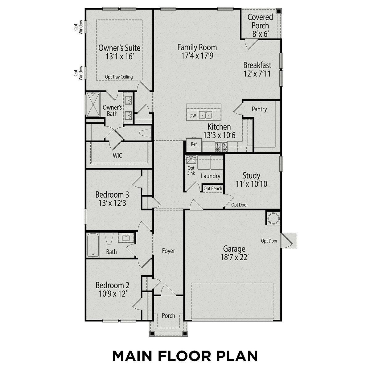 1 - The Daphne D buildable floor plan layout in Davidson Homes' Wellers Knoll community.