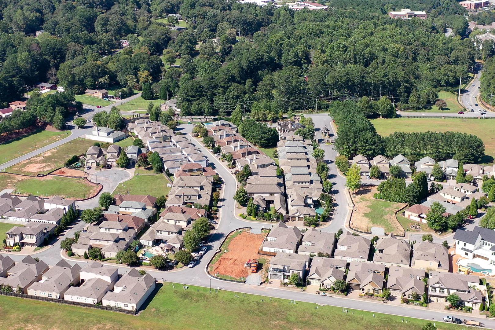 Drone Photo of Villages at Towne Lake Community in Woodstock, Georgia