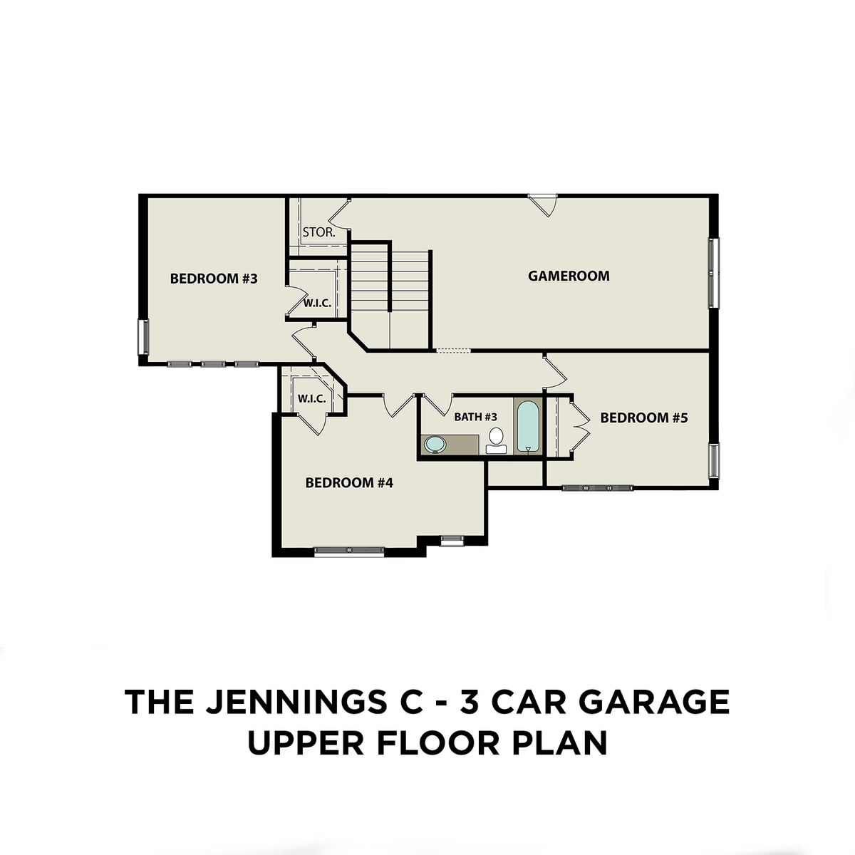 2 - The Jennings C with 3-Car Garage buildable floor plan layout in Davidson Homes' Rivers Edge community.