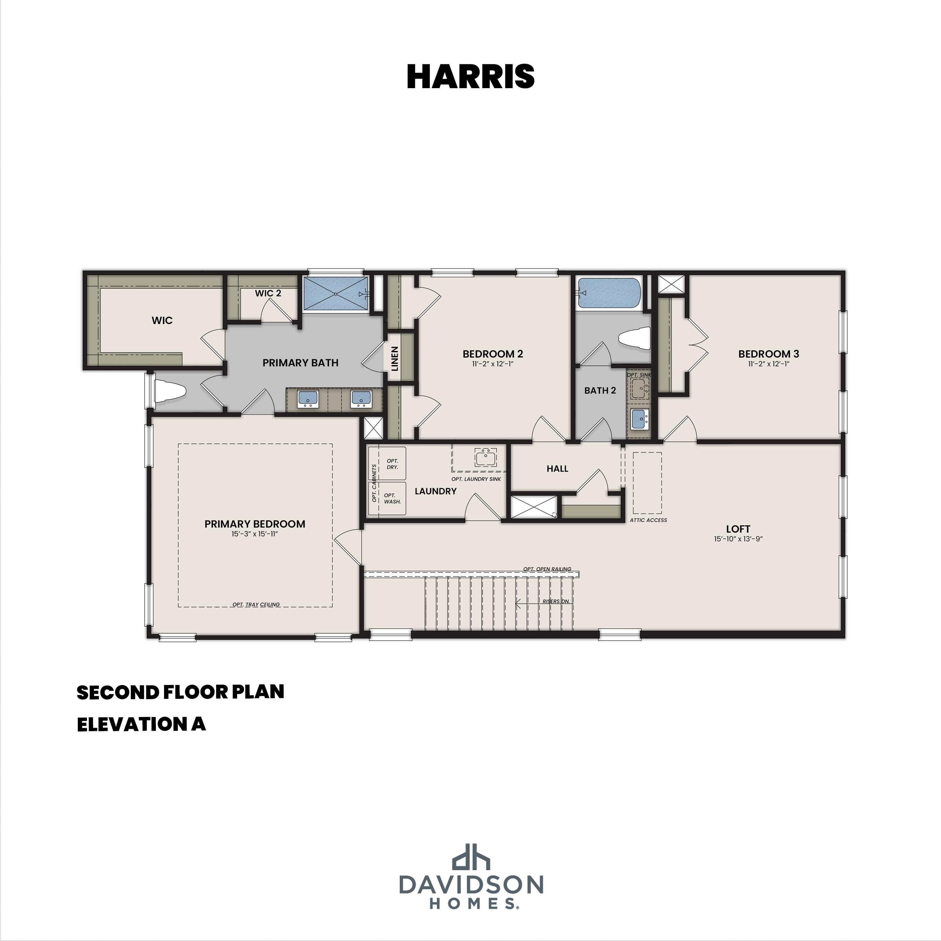 2 - The Harris A buildable floor plan layout in Davidson Homes Homes' Forestville Yard community.