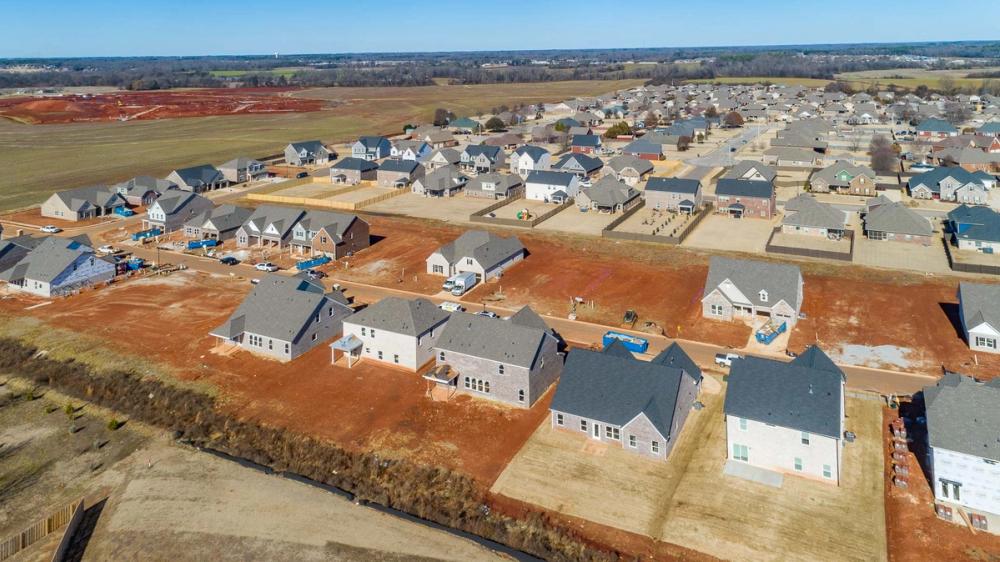 Aerial photograph of homes and construction at Old Stone in Athens