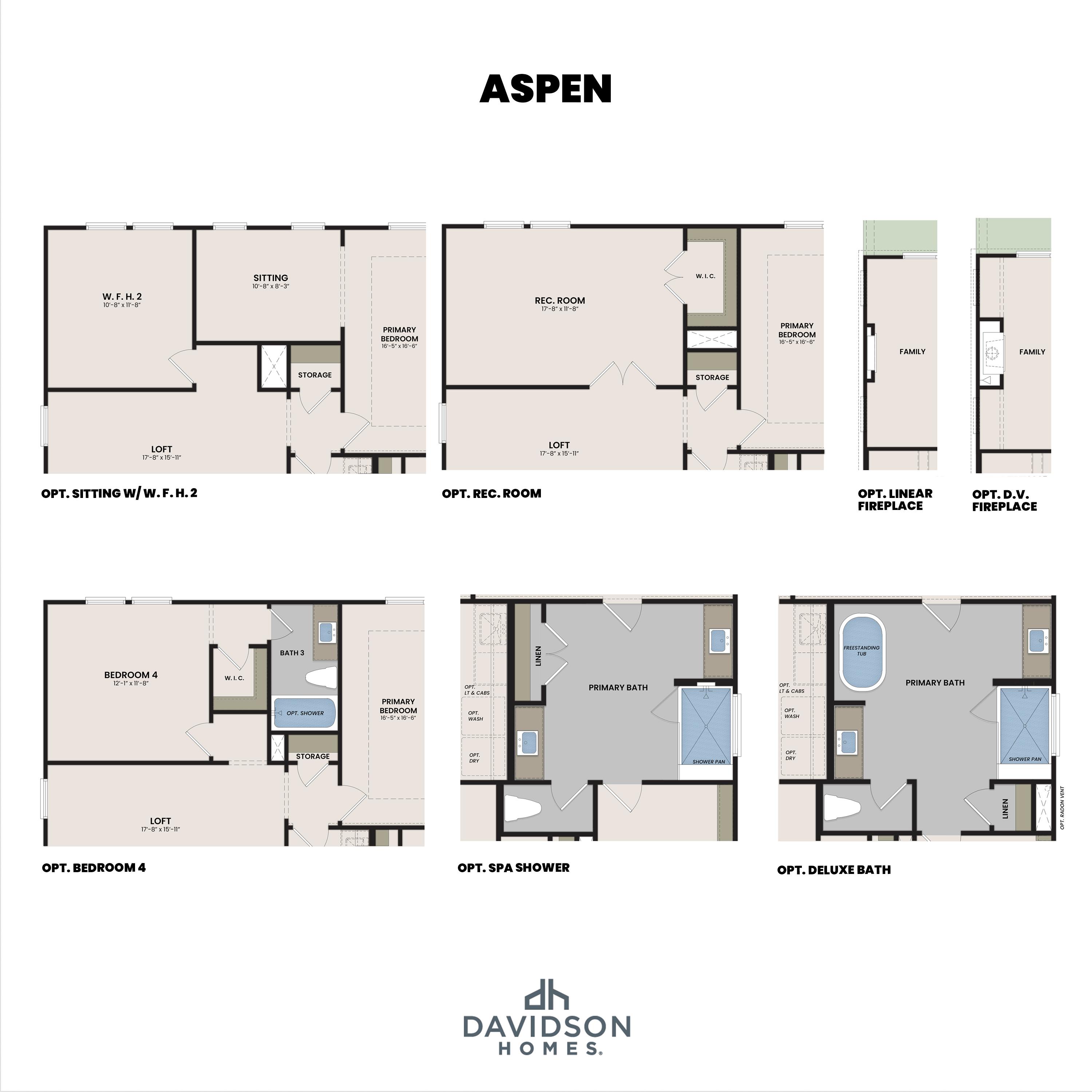 4 - The Aspen D buildable floor plan layout in Davidson Homes Homes' Kendall Farms community.
