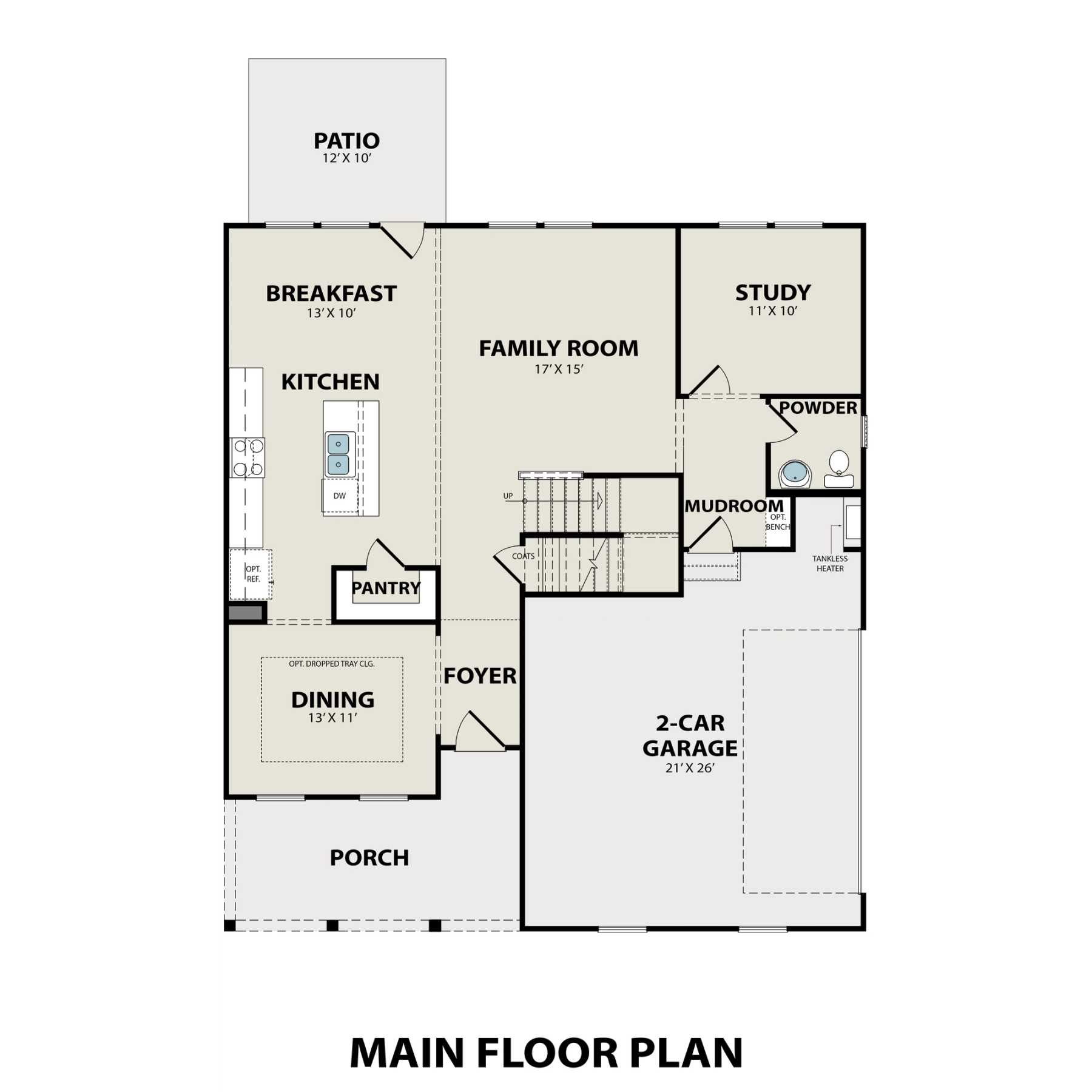 1 - The Willow A buildable floor plan layout in Davidson Homes Homes' Benders Cove community.