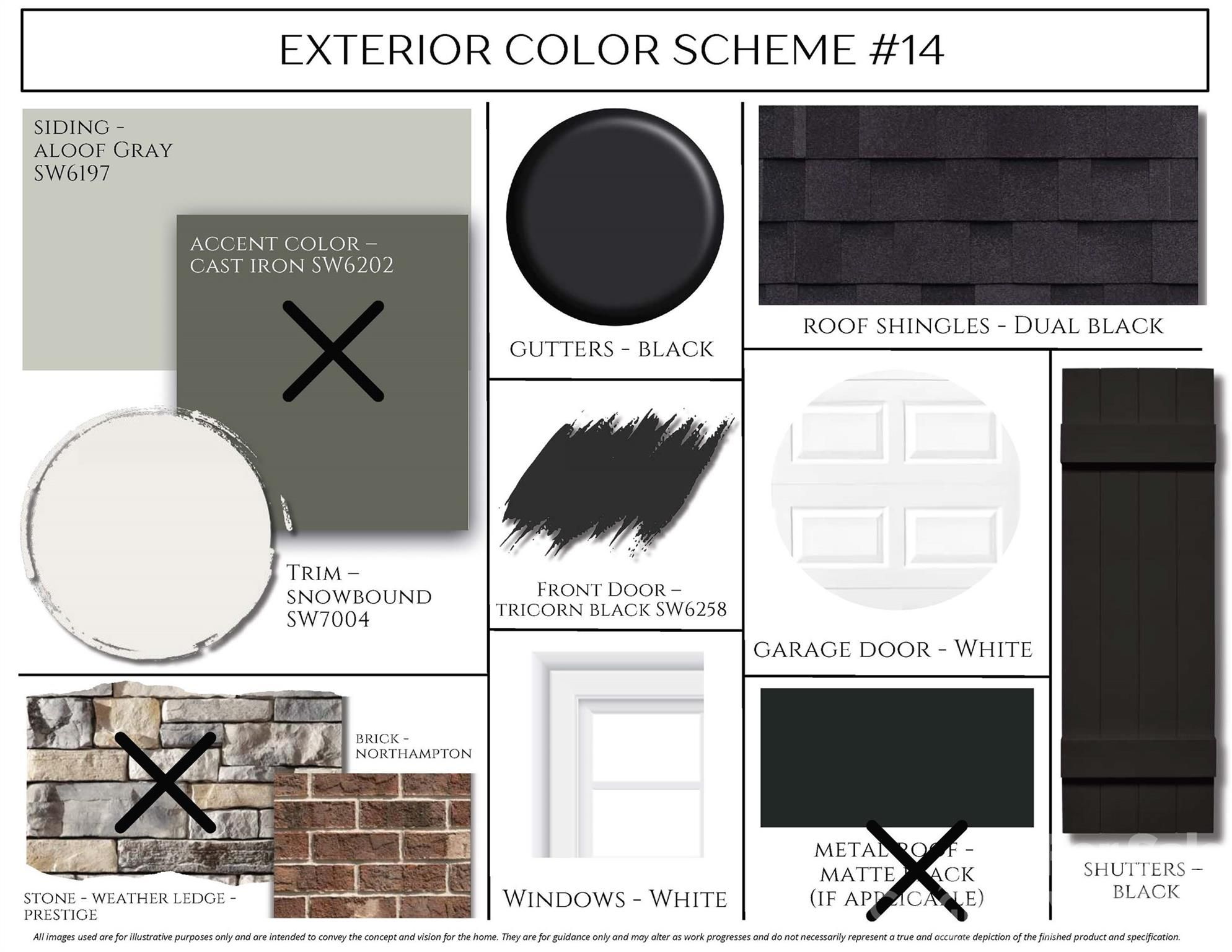 Exterior color scheme #14 for Davidson Homes' The Hickory C II plan in Enclave at Belmont, NC: gray siding, white trim, black shutters and roof shingles.