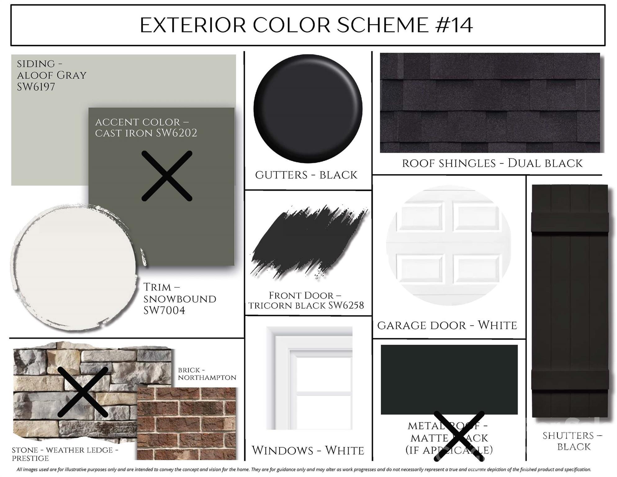 Exterior color scheme #14 for Davidson Homes' The Hickory C II plan in Enclave at Belmont, NC: gray siding, white trim, black shutters and roof shingles.