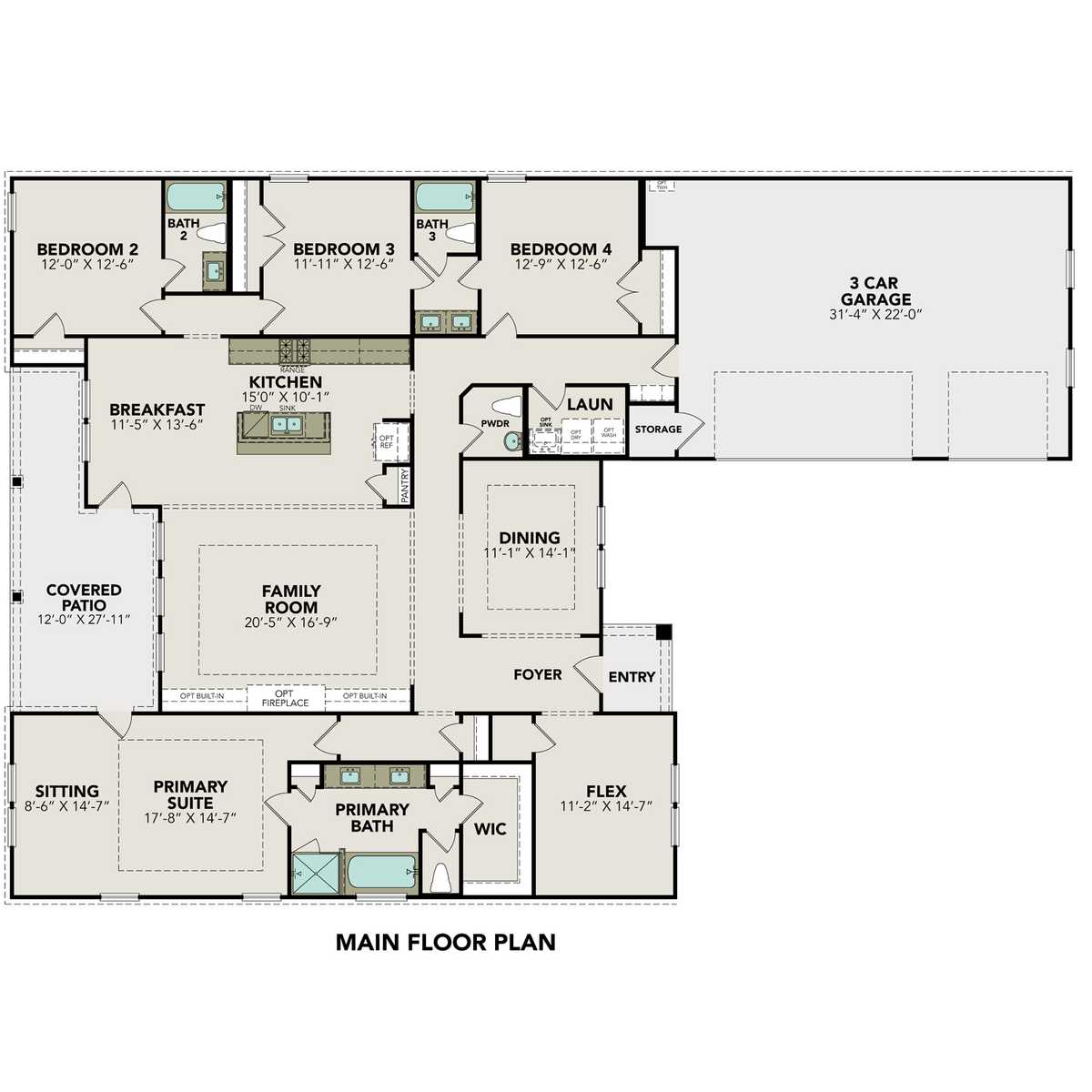 1 - The Oxford E buildable floor plan layout in Davidson Homes' Potranco Oaks community.