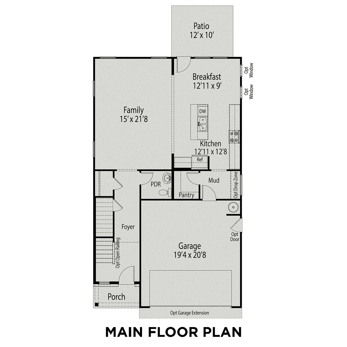 1 - The Gavin B floor plan layout for 166 Gregory Village Drive in Davidson Homes' Gregory Village community.