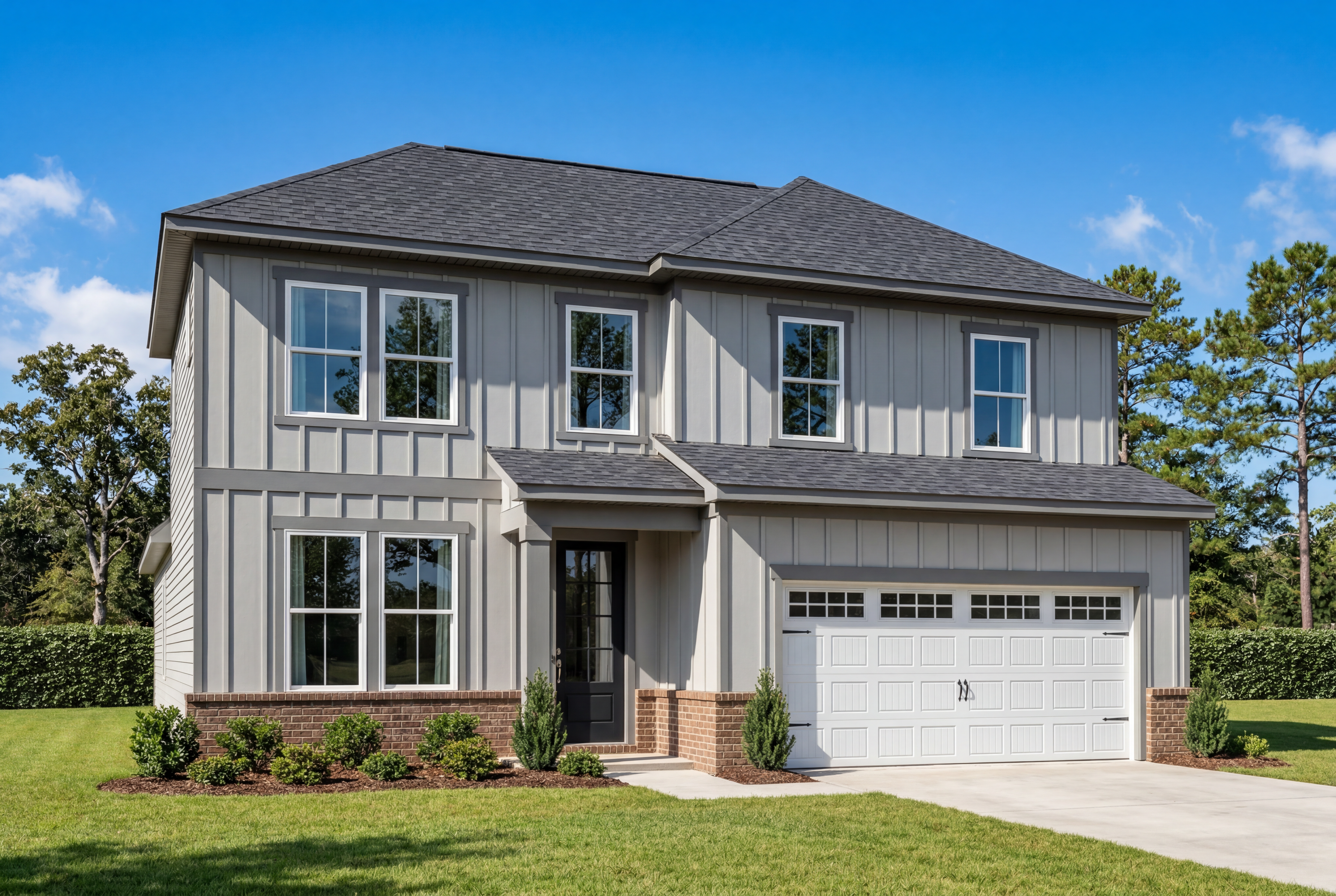 The Ashport K two-story single-family home design in Cullman, Alabama featuring a brick and vinyl exterior with 2-car garage.