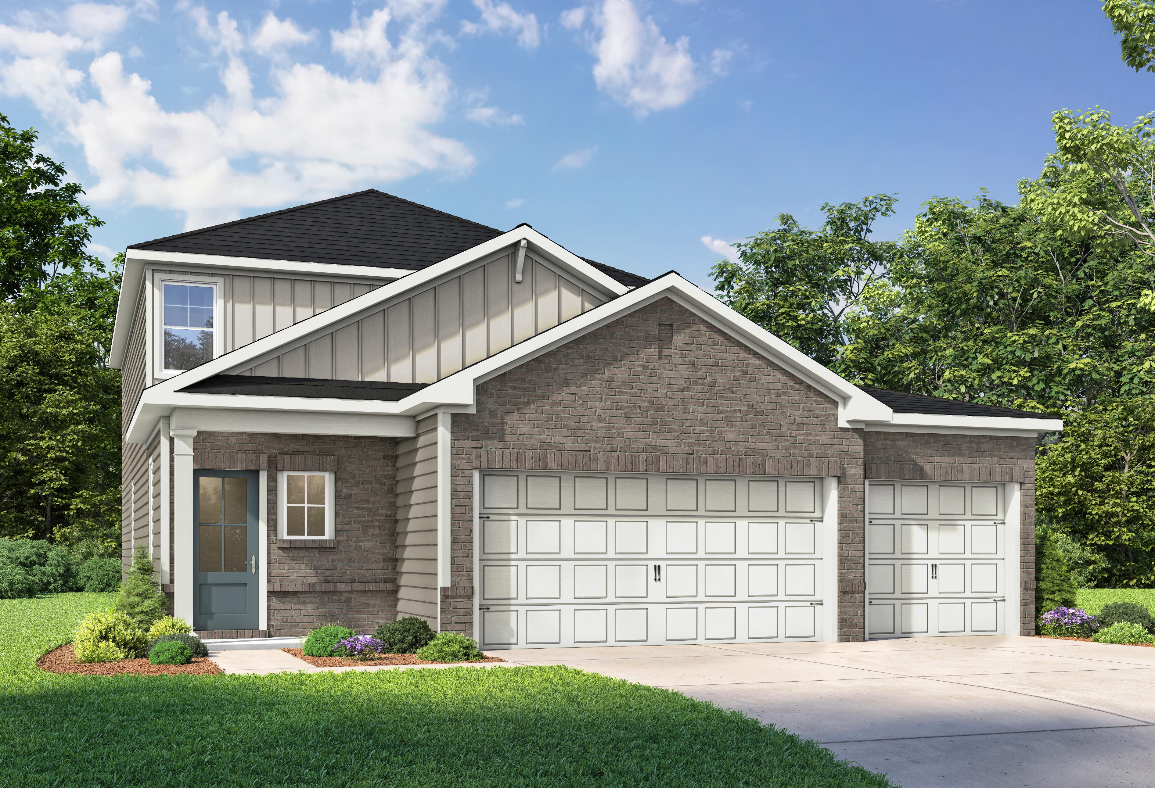 Exterior view of Davidson Homes' The Pinecrest F w/ 3rd Car Floor Plan