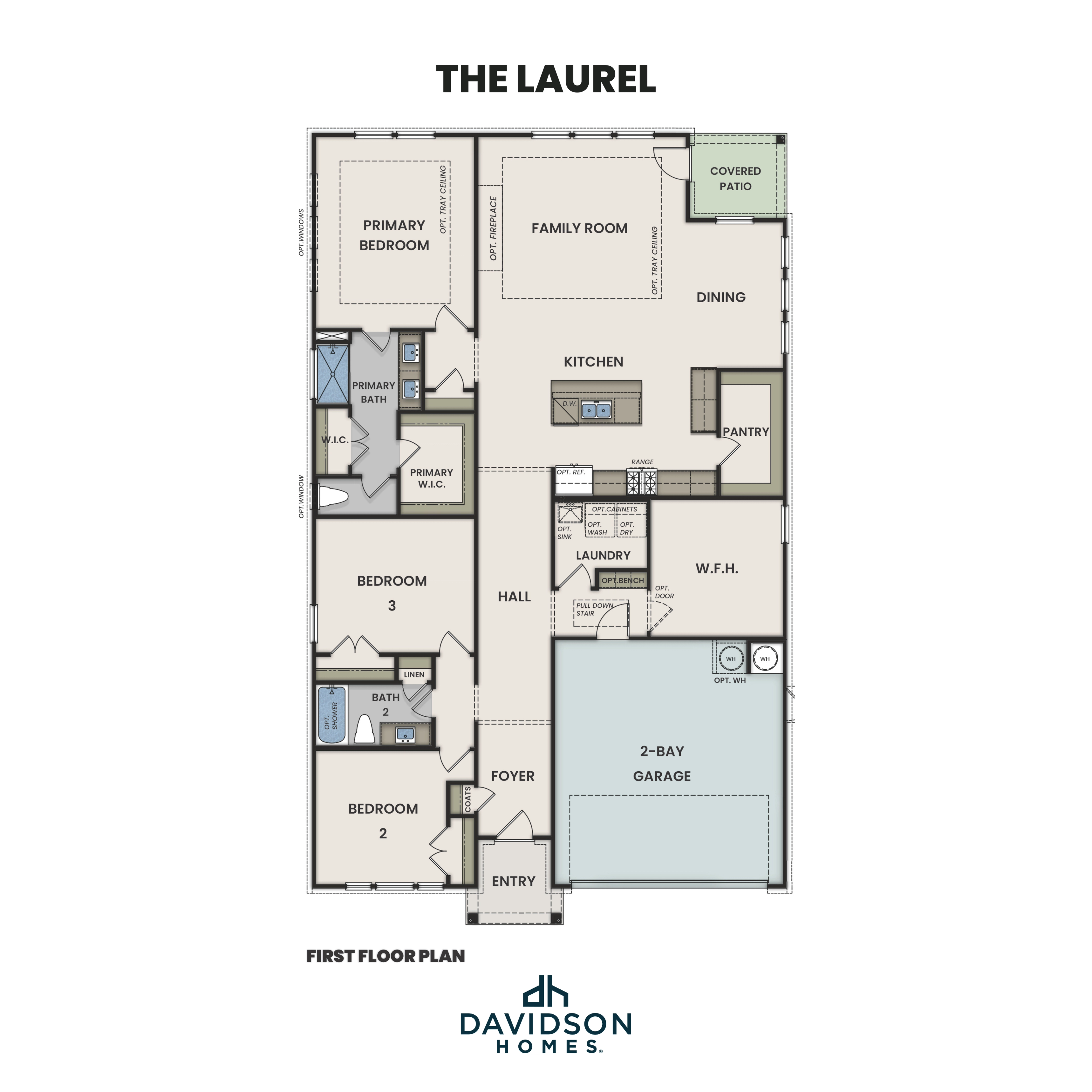 1 - The Laurel M buildable floor plan layout in Davidson Homes Homes' Parks at Foster Crossing community.
