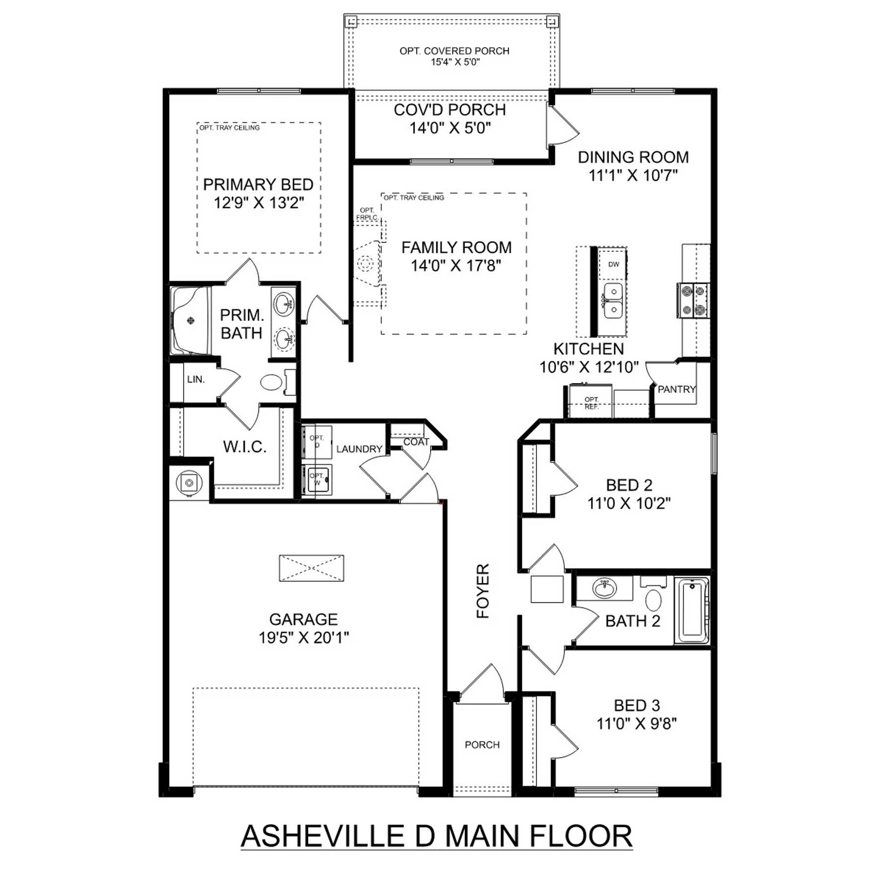 1 - The Asheville D buildable floor plan layout in Davidson Homes Homes' Bailey Park community.