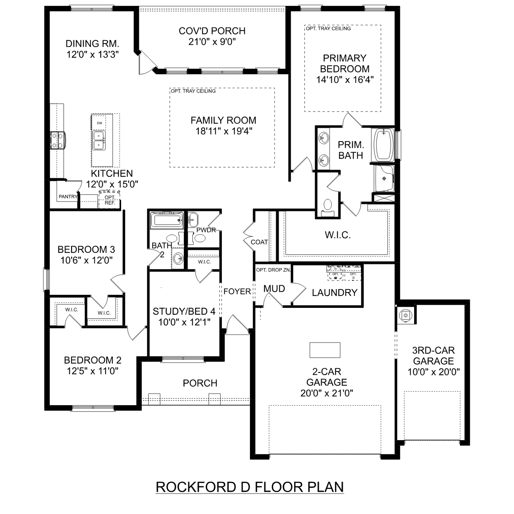 1 - The Rockford D buildable floor plan layout in Davidson Homes Homes' Waverly Estates community.