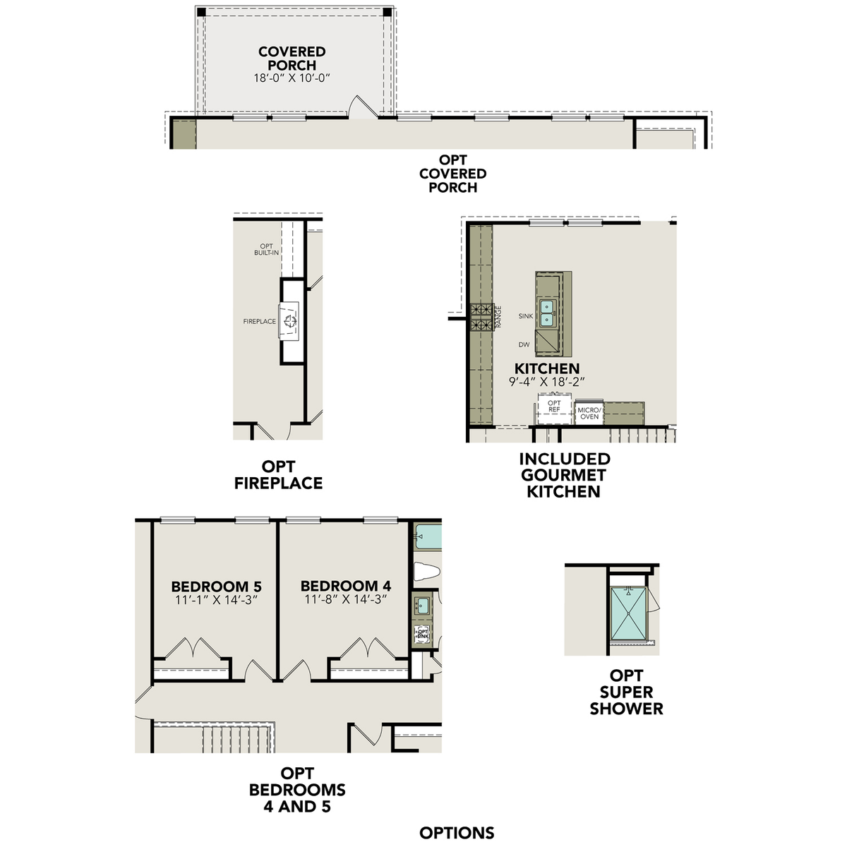 3 - The Ashford D buildable floor plan layout in Davidson Homes' Potranco Oaks community.