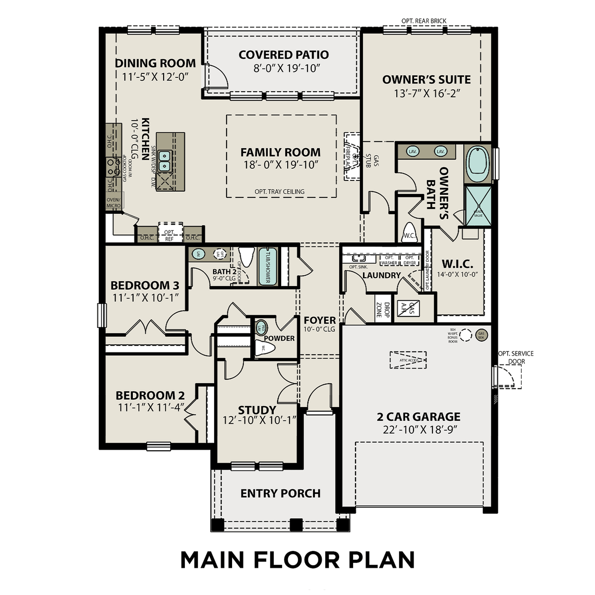 1 - The Edward C buildable floor plan layout in Davidson Homes' Lago Mar community.