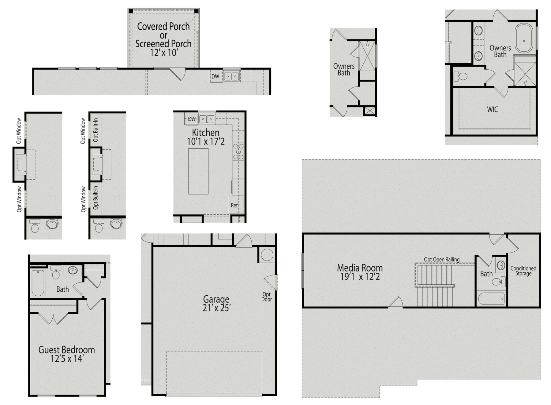 4 - The Hickory D II buildable floor plan layout in Davidson Homes Homes' Windgate community.