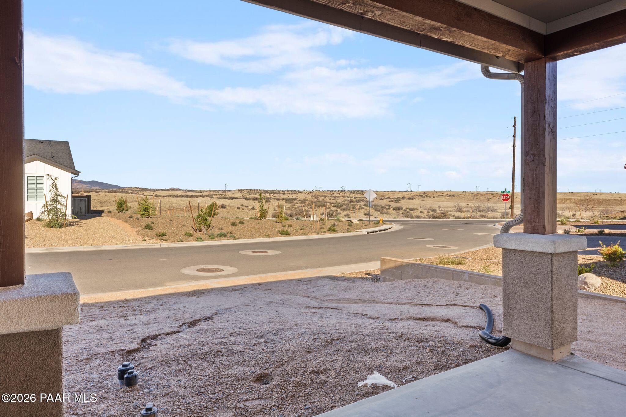 Covered patio overlooking expansive desert landscape in Westwood, Prescott, Arizona 3-bedroom Davidson Homes