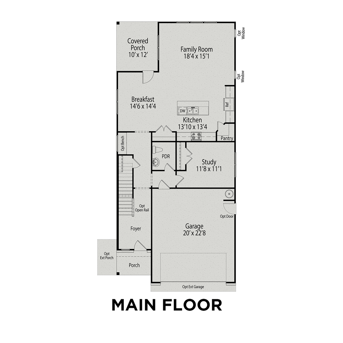 1 - The Preston C buildable floor plan layout in Davidson Homes' Highland Forest community.