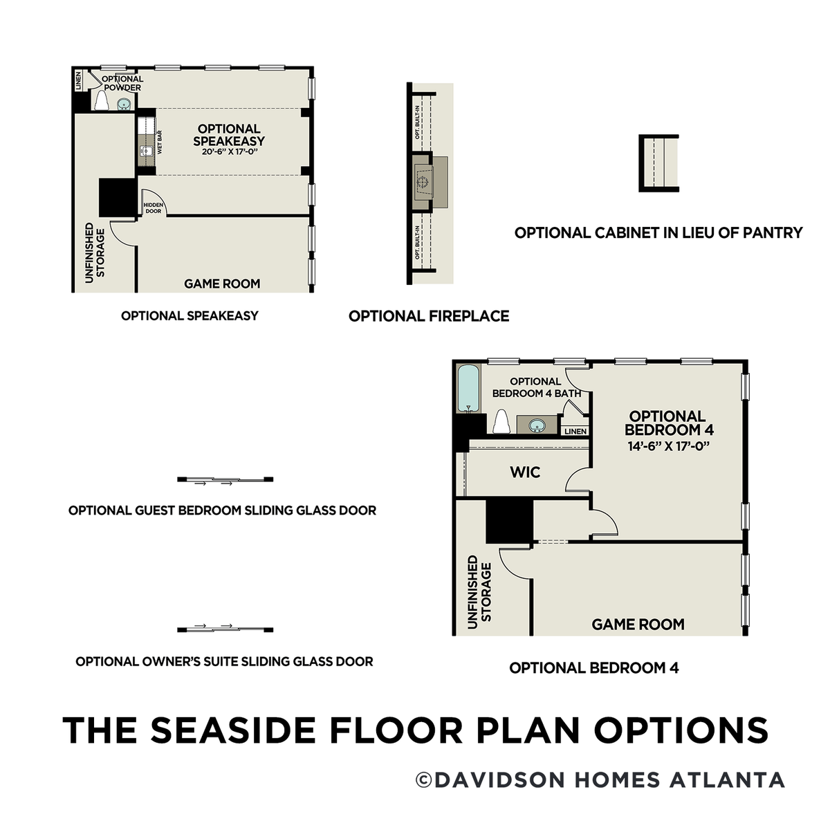 3 - The Seaside A floor plan layout for 412 Falling Water Avenue in Davidson Homes' The Village at Towne Lake community.