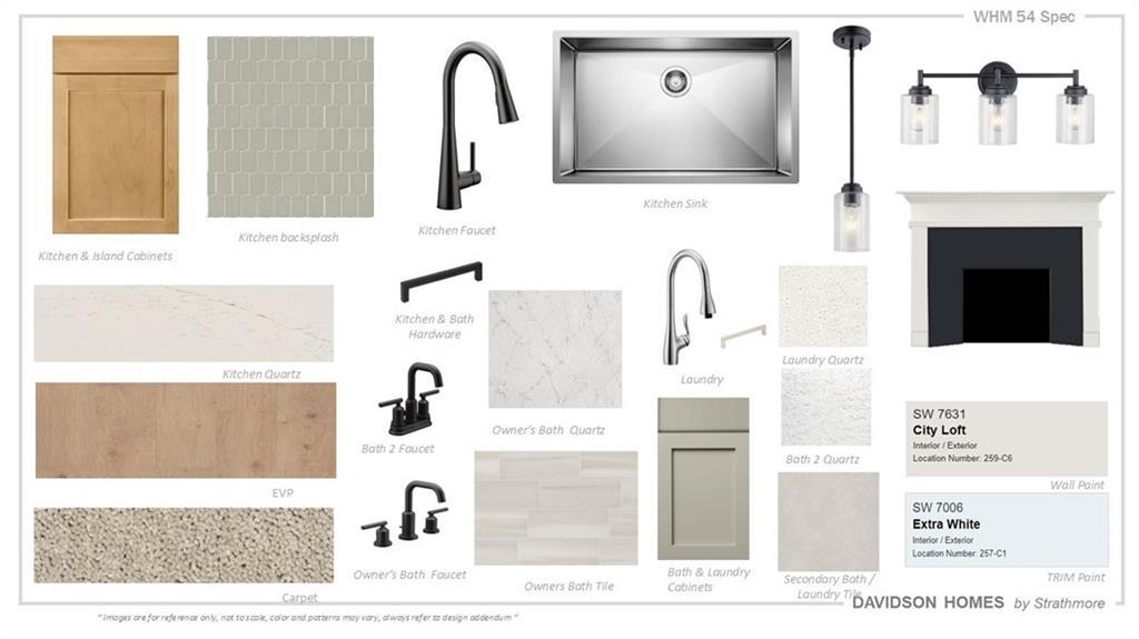 Design finishes and material palette for The Glenwood A at Wehunt Meadows by Davidson Homes in Hoschton, Georgia.