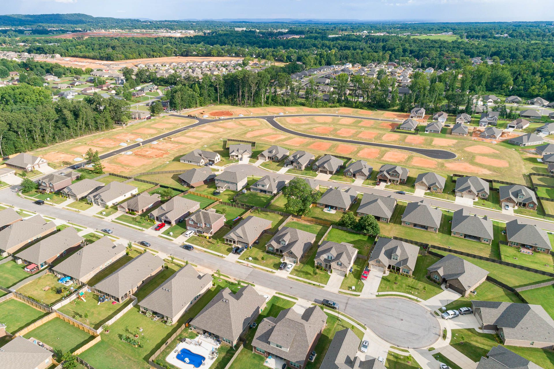 Drone Photo of Davidson Homes Laurenwood Preserve Community in Madison, Alabama