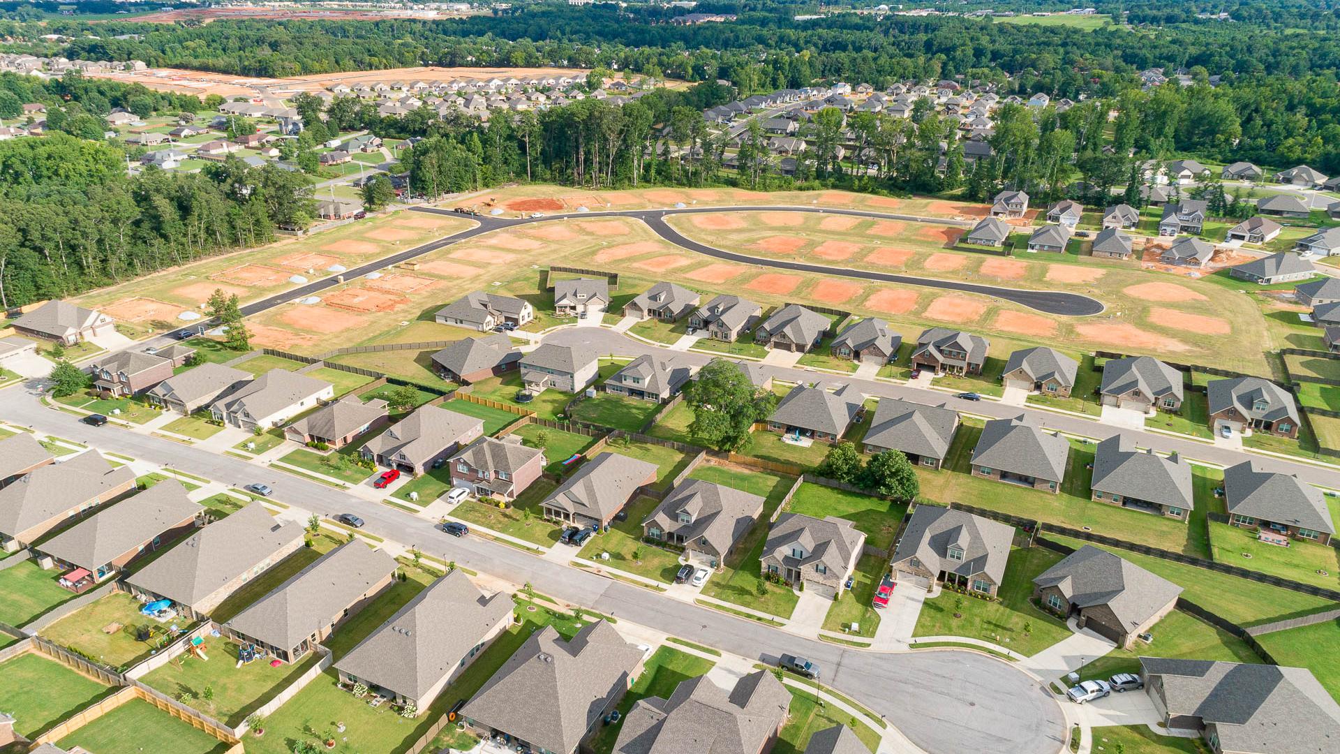 Drone Photo of Davidson Homes Laurenwood Preserve Community in Madison, Alabama