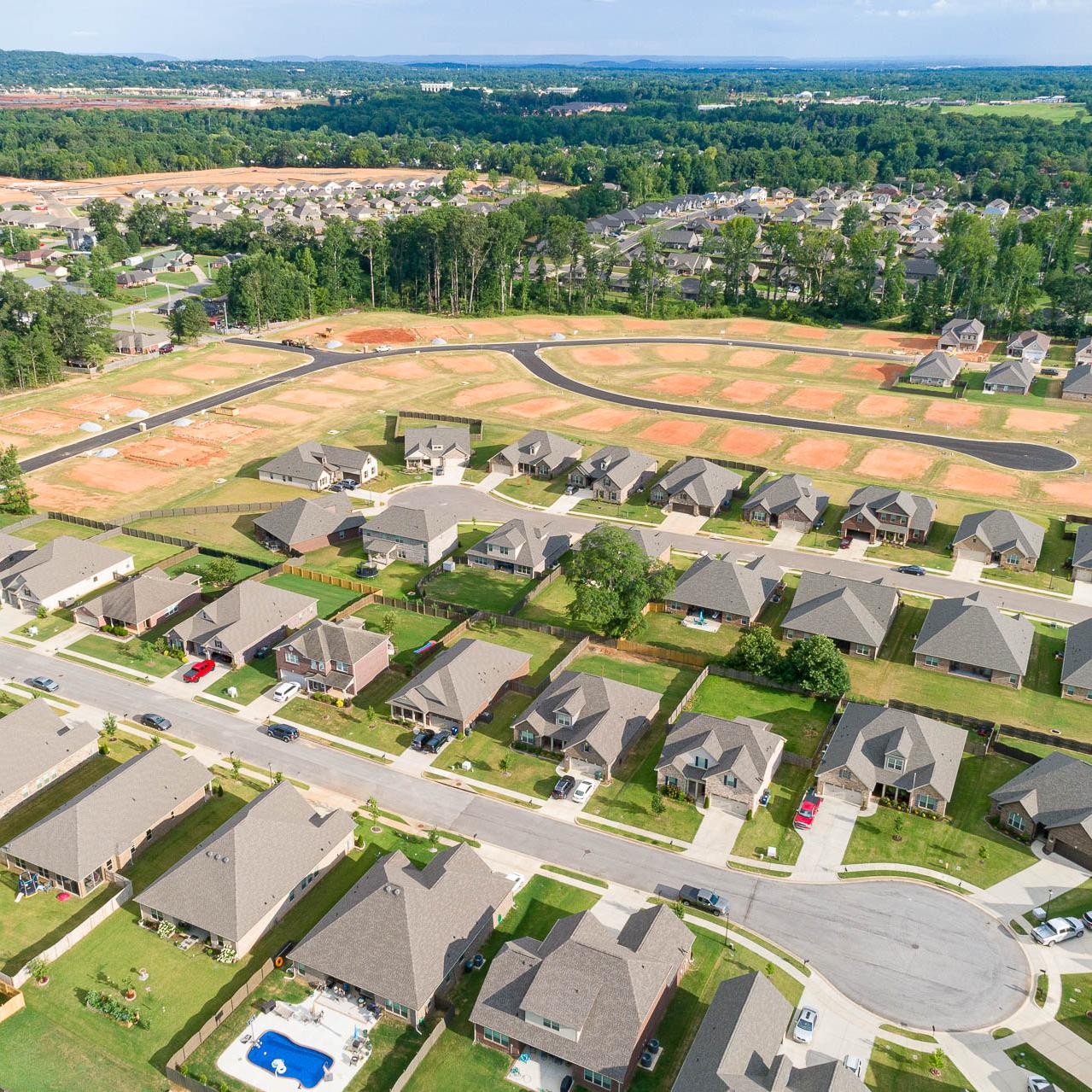 Drone Photo of Davidson Homes Laurenwood Preserve Community in Madison, Alabama
