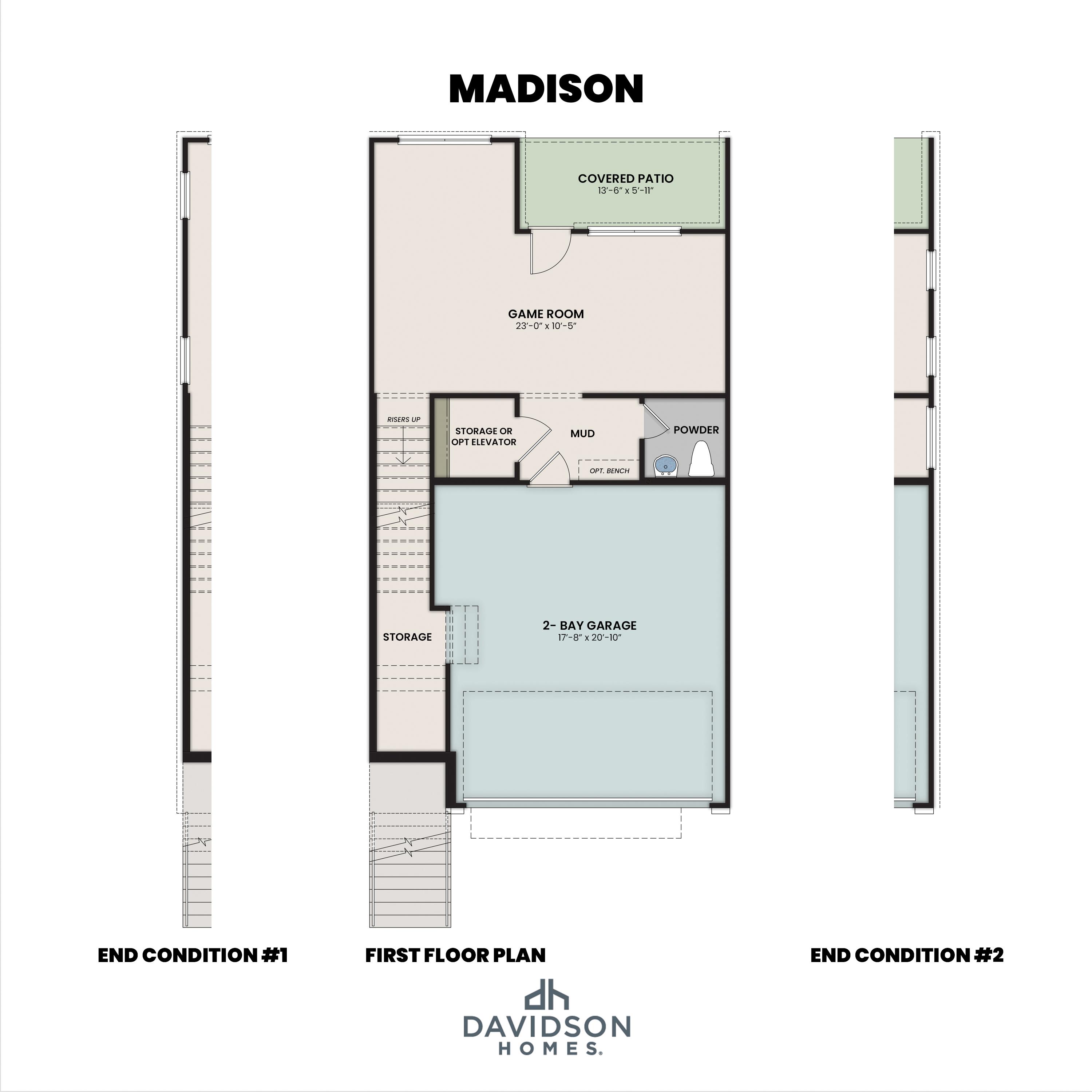 1 - The Madison D buildable floor plan layout in Davidson Homes' Bradford community.