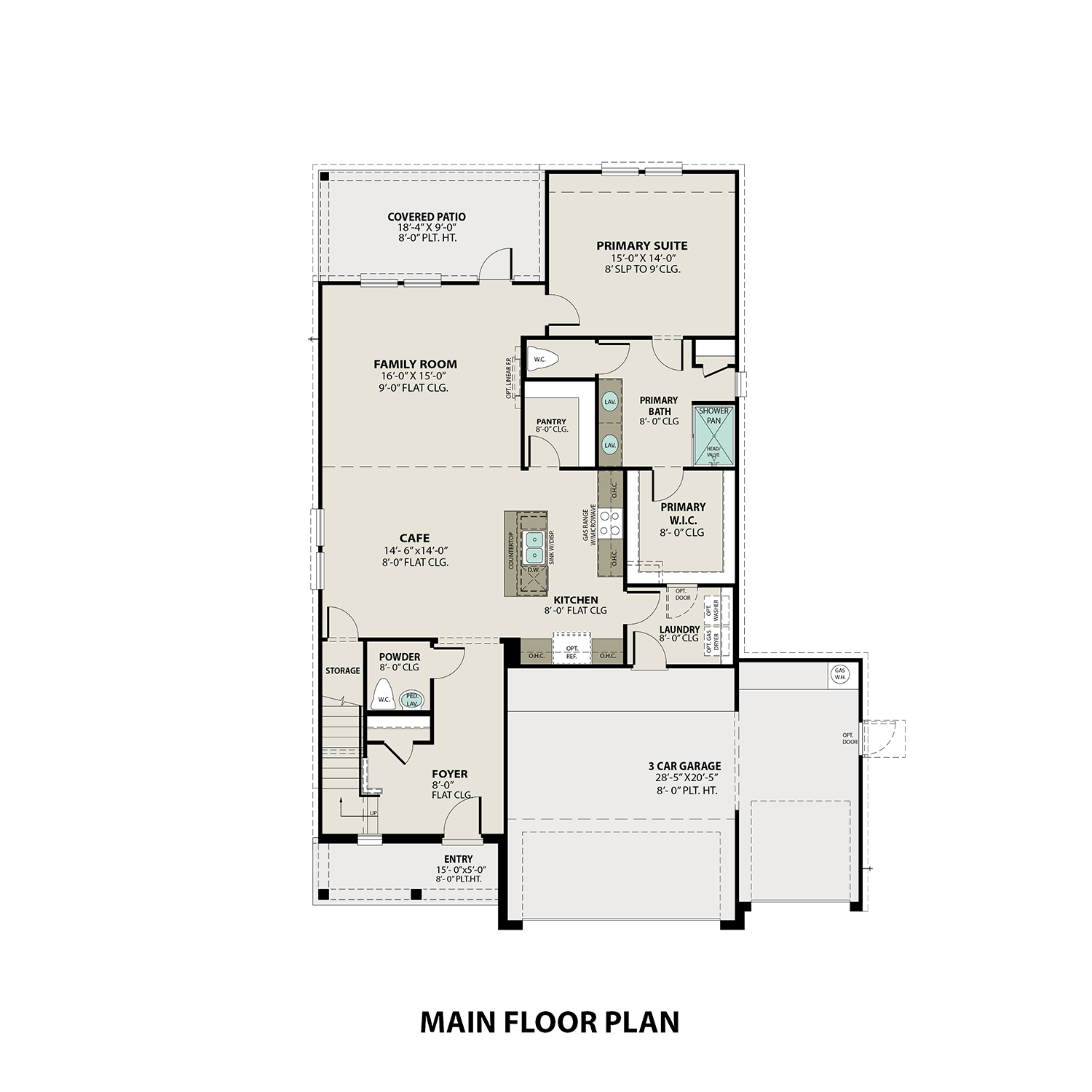 The Tierra B With 3-Car Garage Main Floor Plan