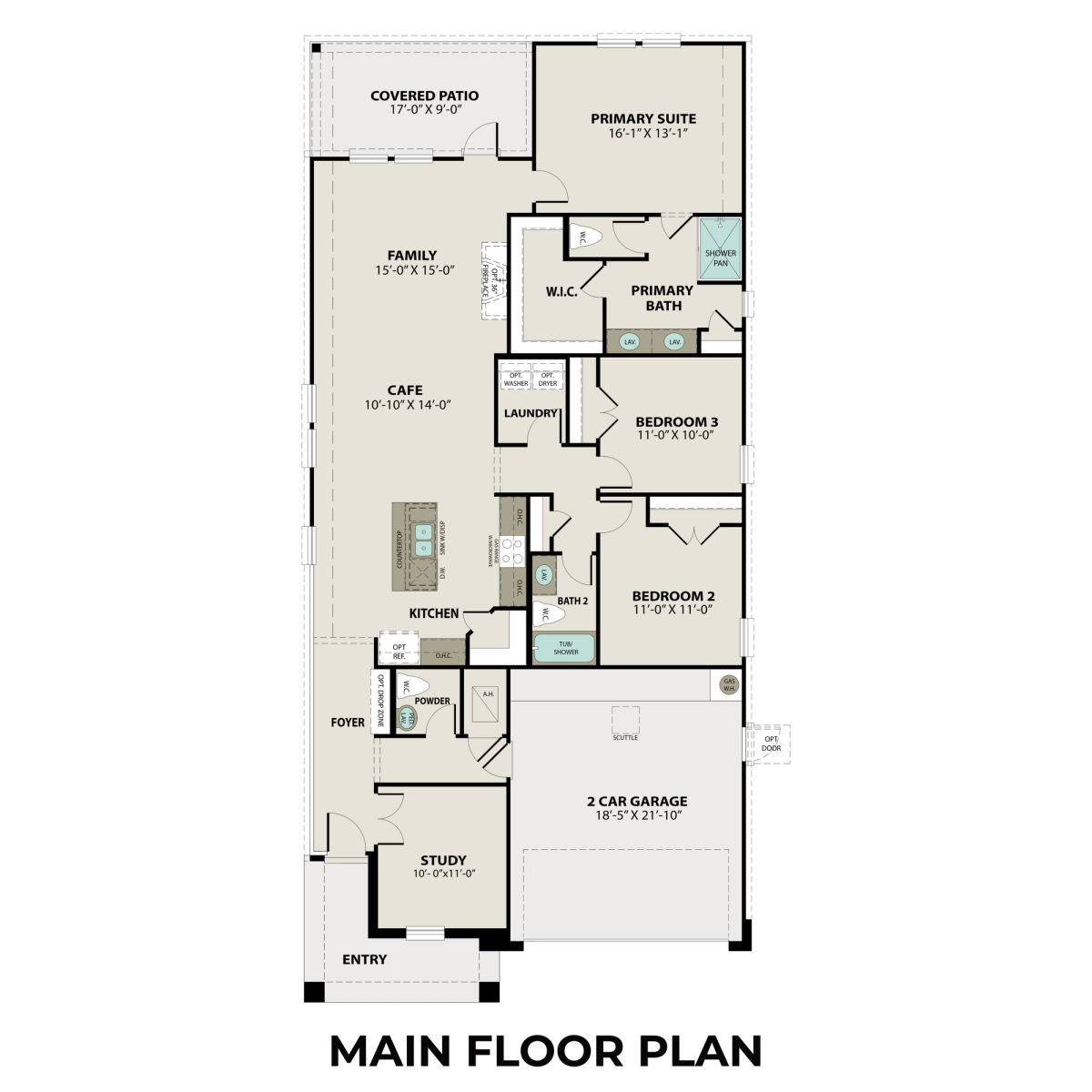 1 - The Riviera C floor plan layout for 2512 Bolinas Bluff Drive in Davidson Homes' Sunterra community.