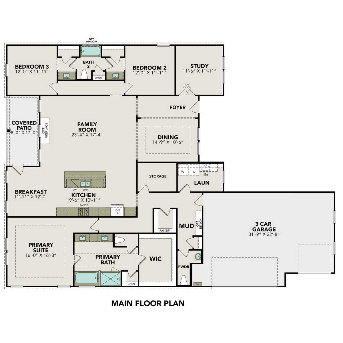 1 - The Foster C buildable floor plan layout in Davidson Homes' Potranco Oaks community.