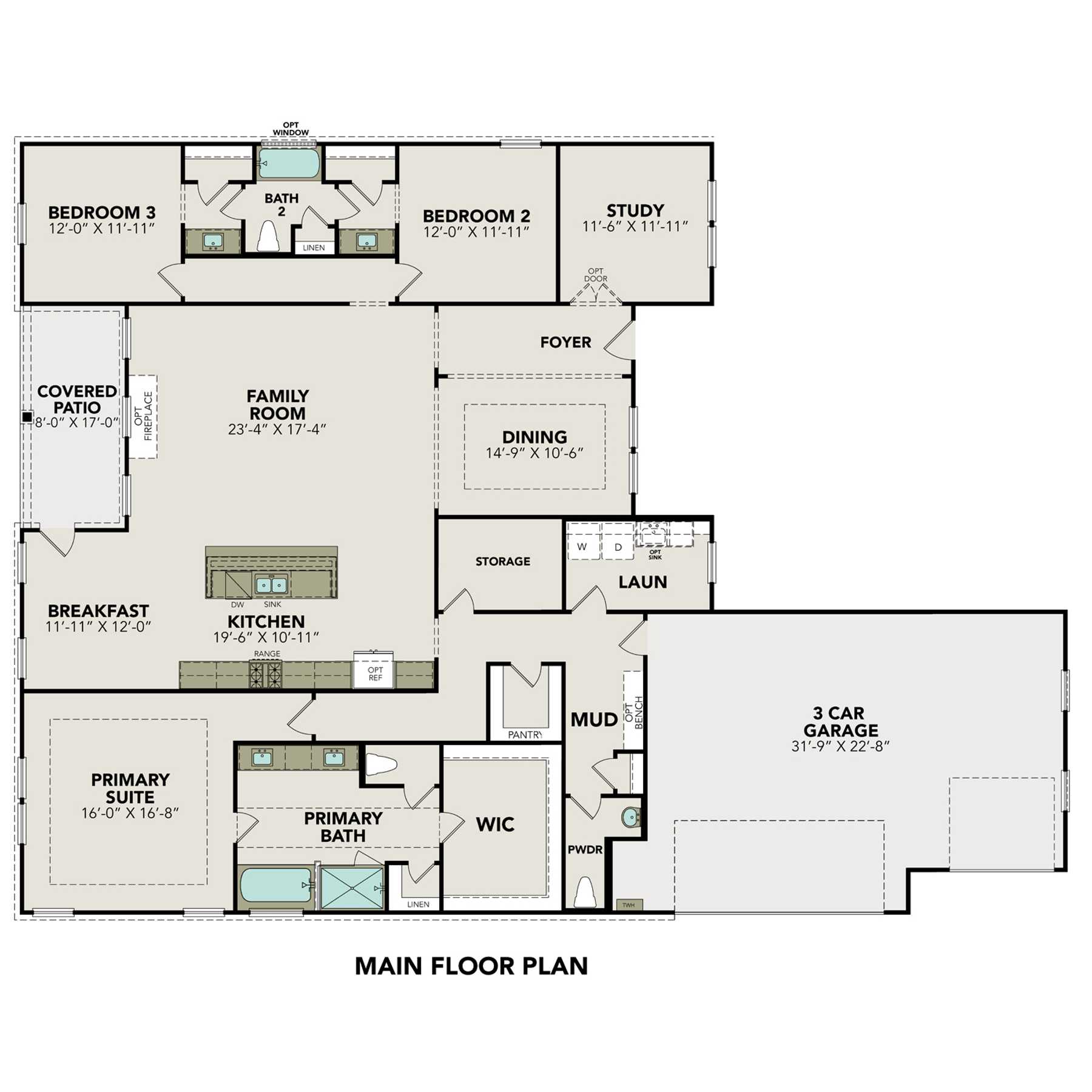 1 - The Foster F buildable floor plan layout in Davidson Homes Homes' Potranco Oaks community.