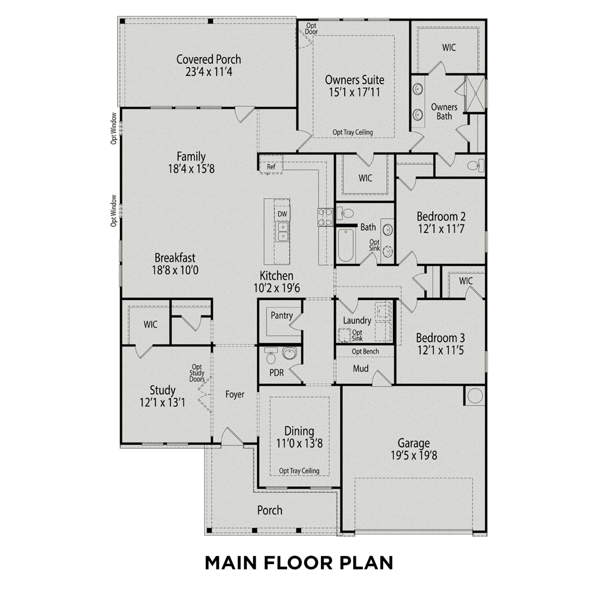 1 - The Magnolia A floor plan layout for 225 Highland Ridge Lane in Davidson Homes' Glenmere community.
