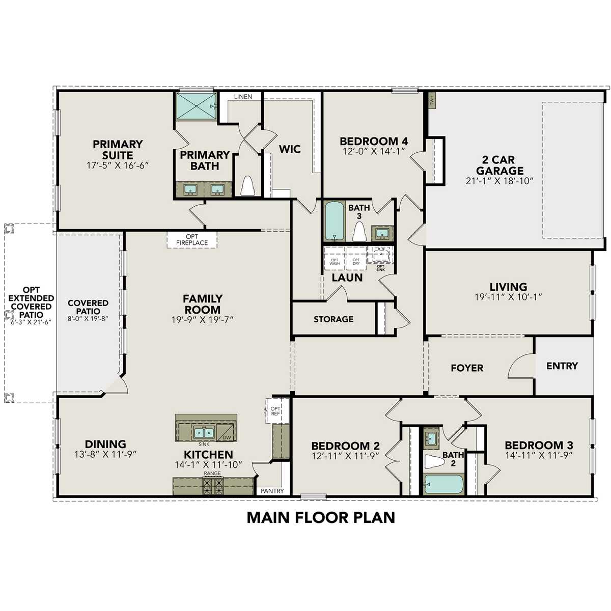 1 - The Harrison D buildable floor plan layout in Davidson Homes' Ladera community.