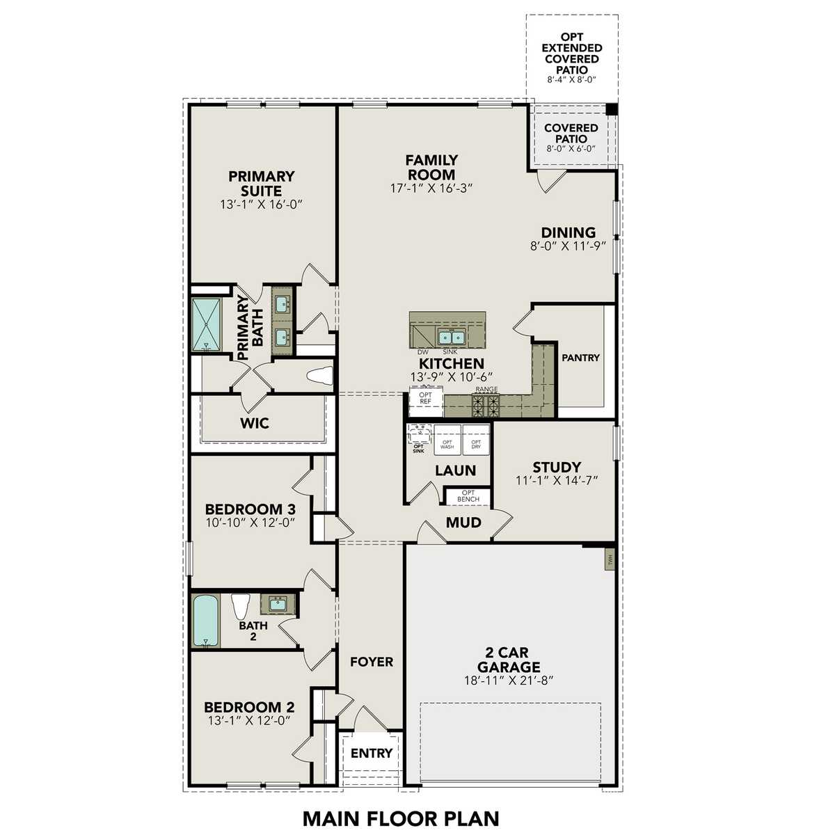 1 - The Daphne E buildable floor plan layout in Davidson Homes' Hannah Heights community.