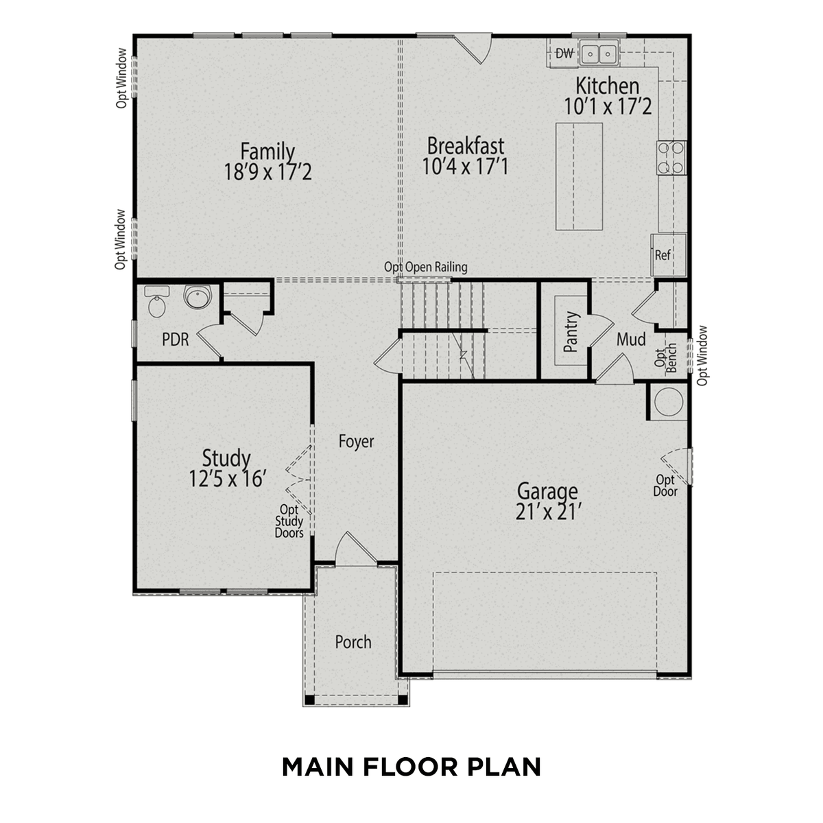 1 - The Hickory C floor plan layout for 441 Reinsman Court in Davidson Homes' Stagecoach Corner community.