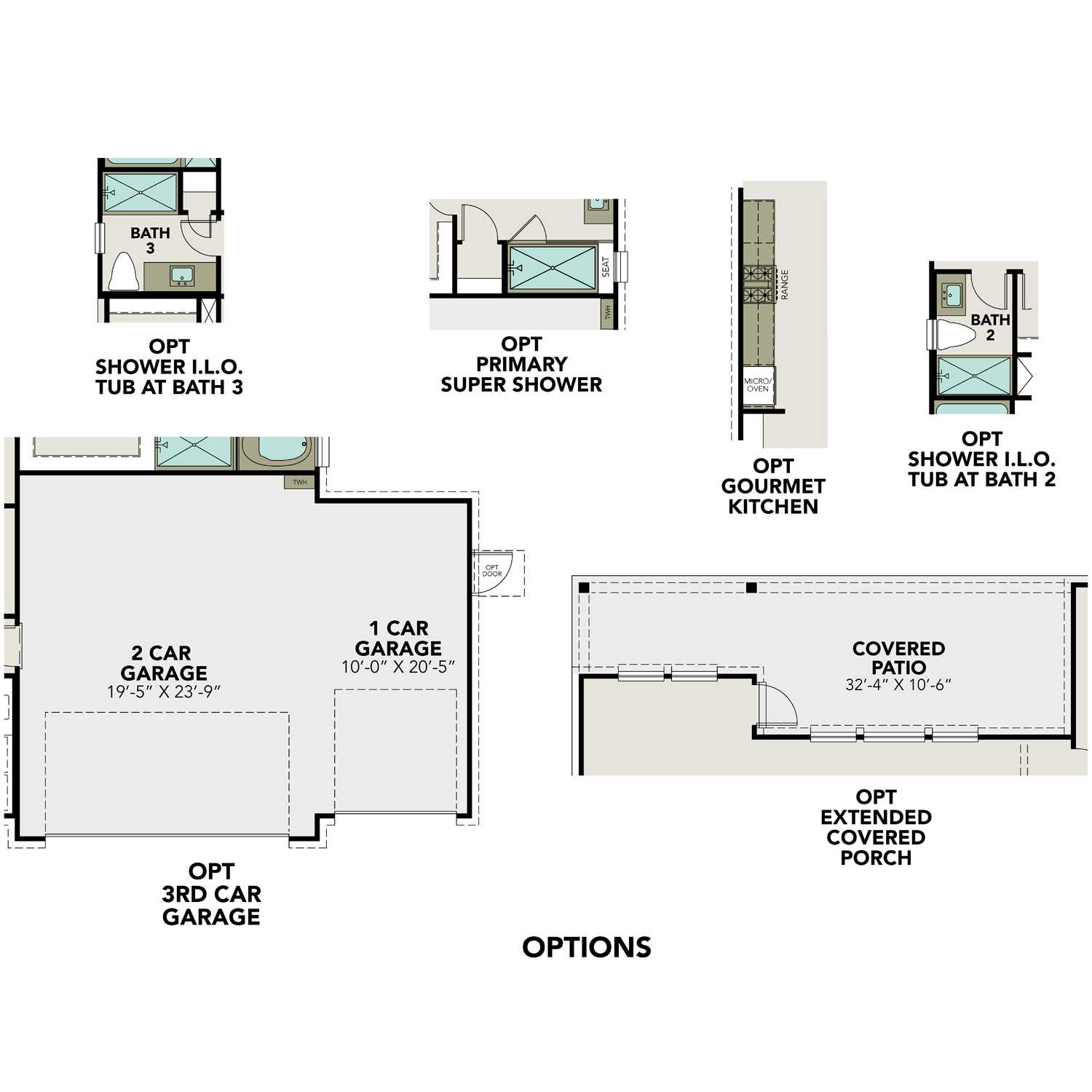 The Philip C floor plan featuring 3-car garage, gourmet kitchen, primary suite baths, and covered patio in Texas City home design