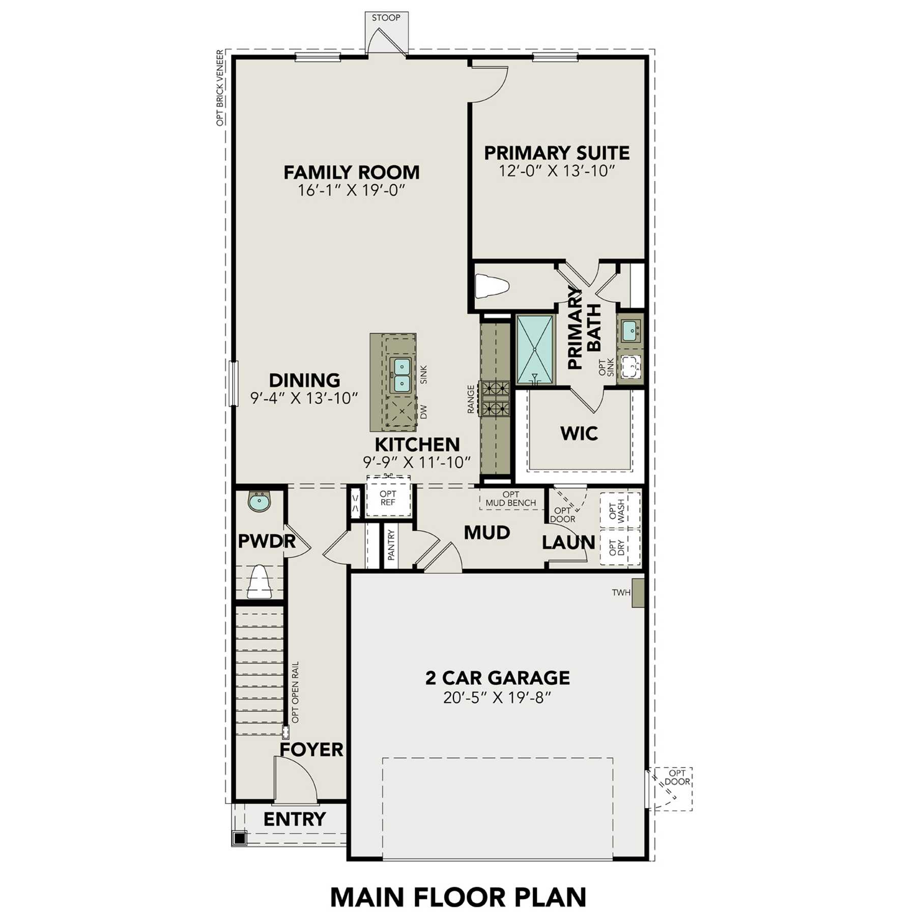 1 - The Brazos buildable floor plan layout in Davidson Homes Homes' Windmill Estates community.