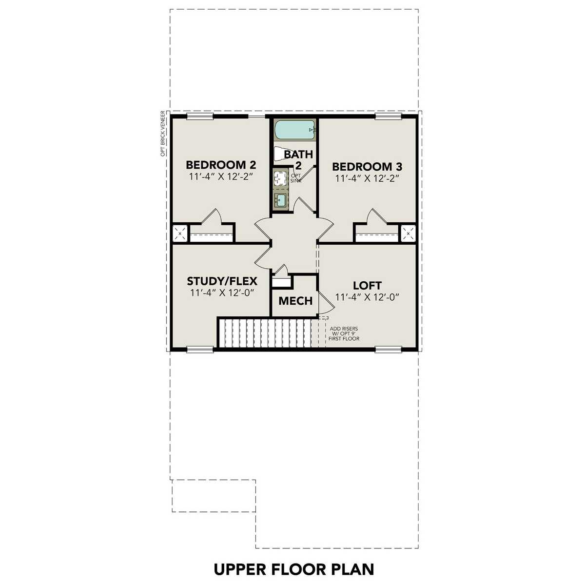 2 - The Sabine Brick buildable floor plan layout in Davidson Homes' Lakes at Black Oak community.