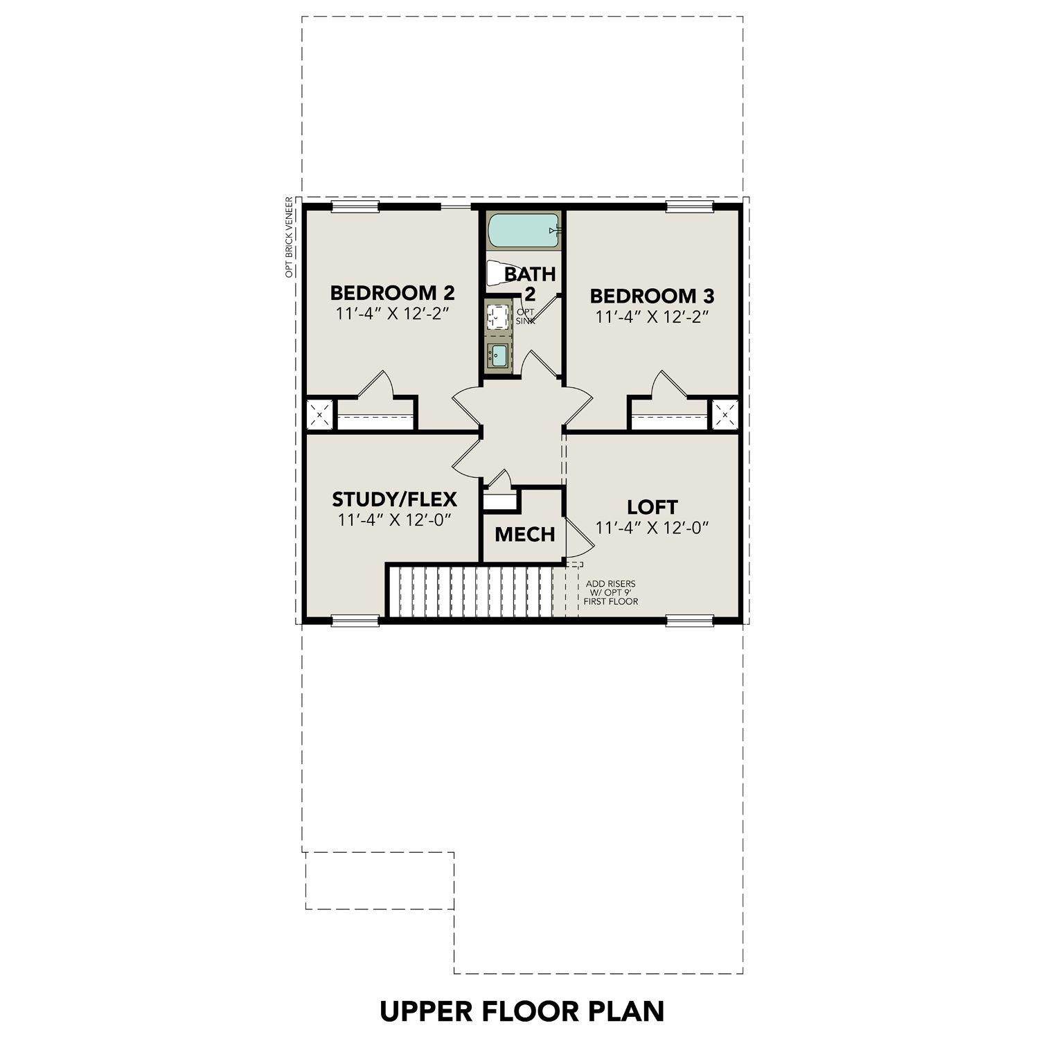2 - The Sabine B buildable floor plan layout in Davidson Homes Homes' Agave community.