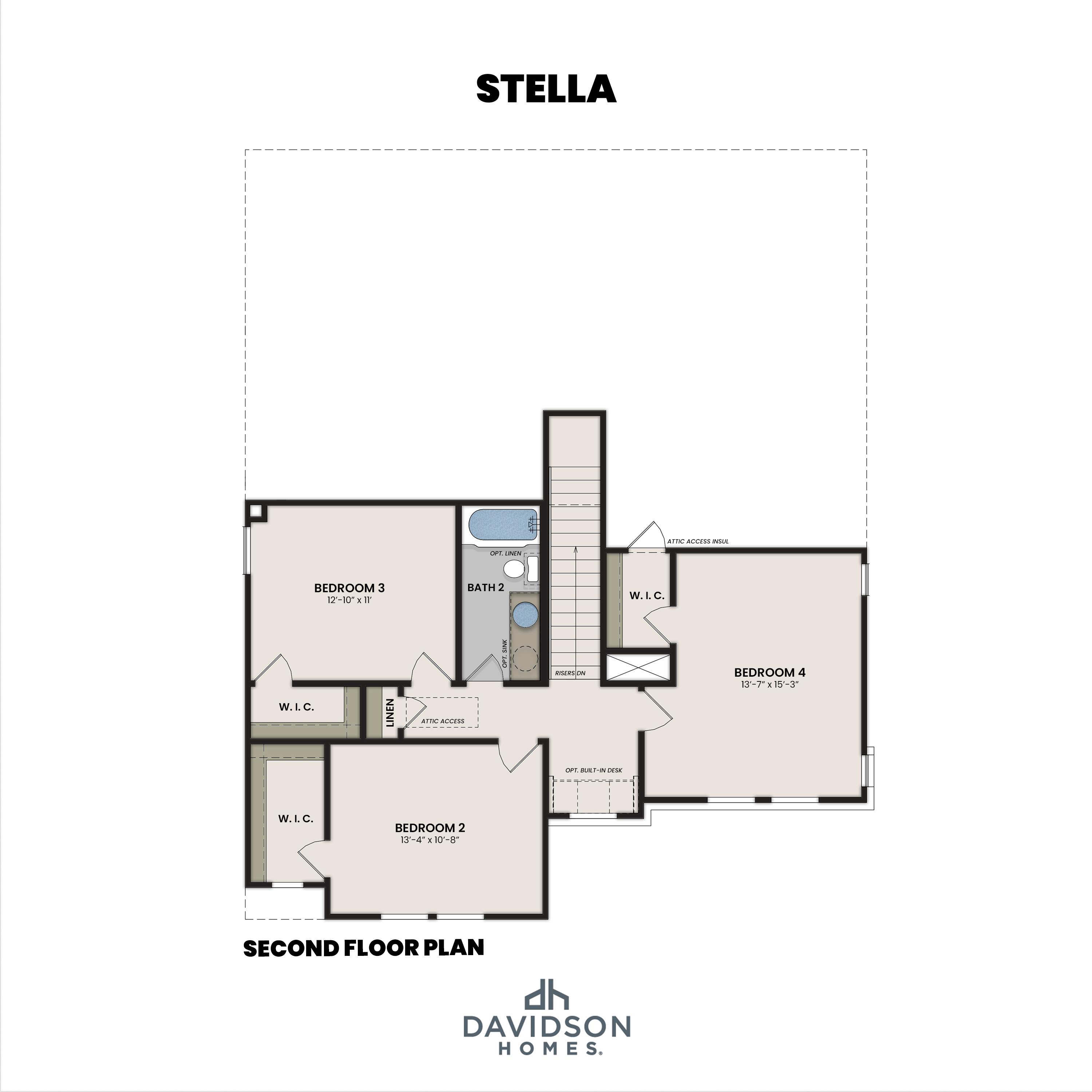2 - The Stella C floor plan layout for 2873 BUNKER Drive in Davidson Homes Homes' Links Crossing community.