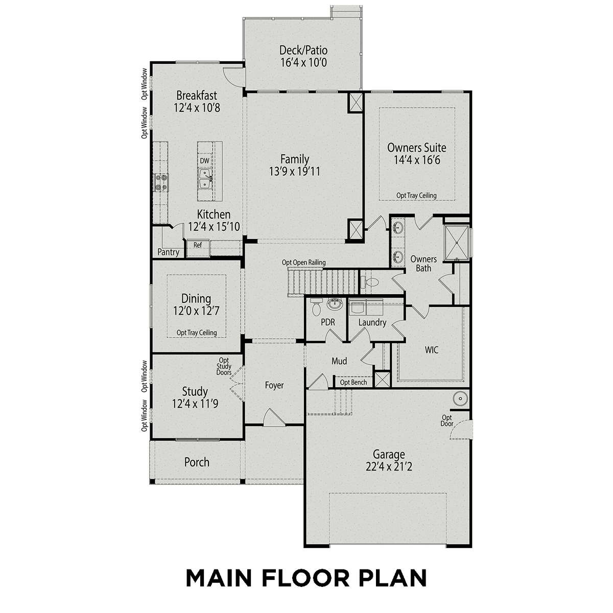 1 - The Cypress D floor plan layout for 6533 Sunset Lake Road in Davidson Homes' Bentwinds community.