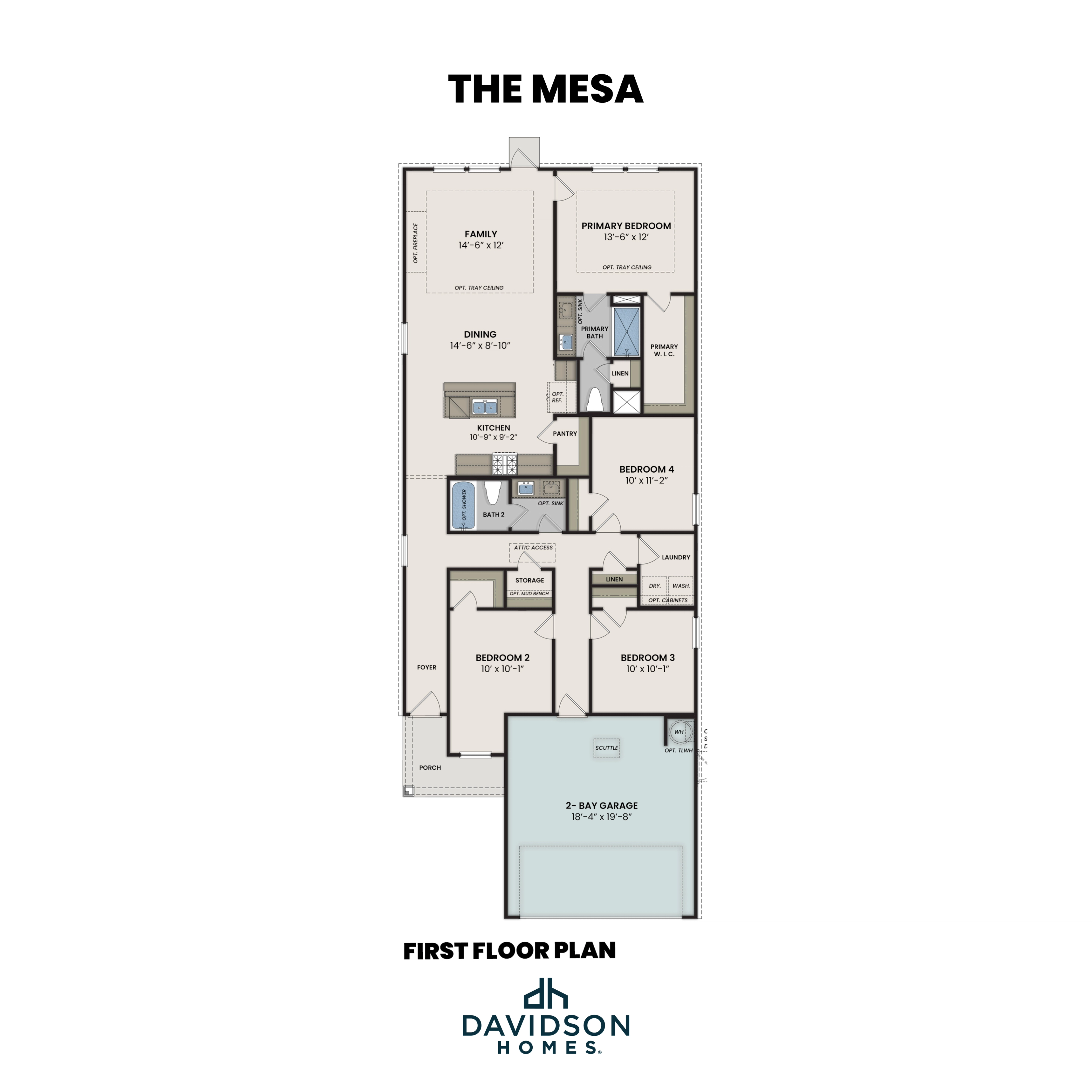 1 - The Mesa B buildable floor plan layout in Davidson Homes Homes' Morgan Meadows community.