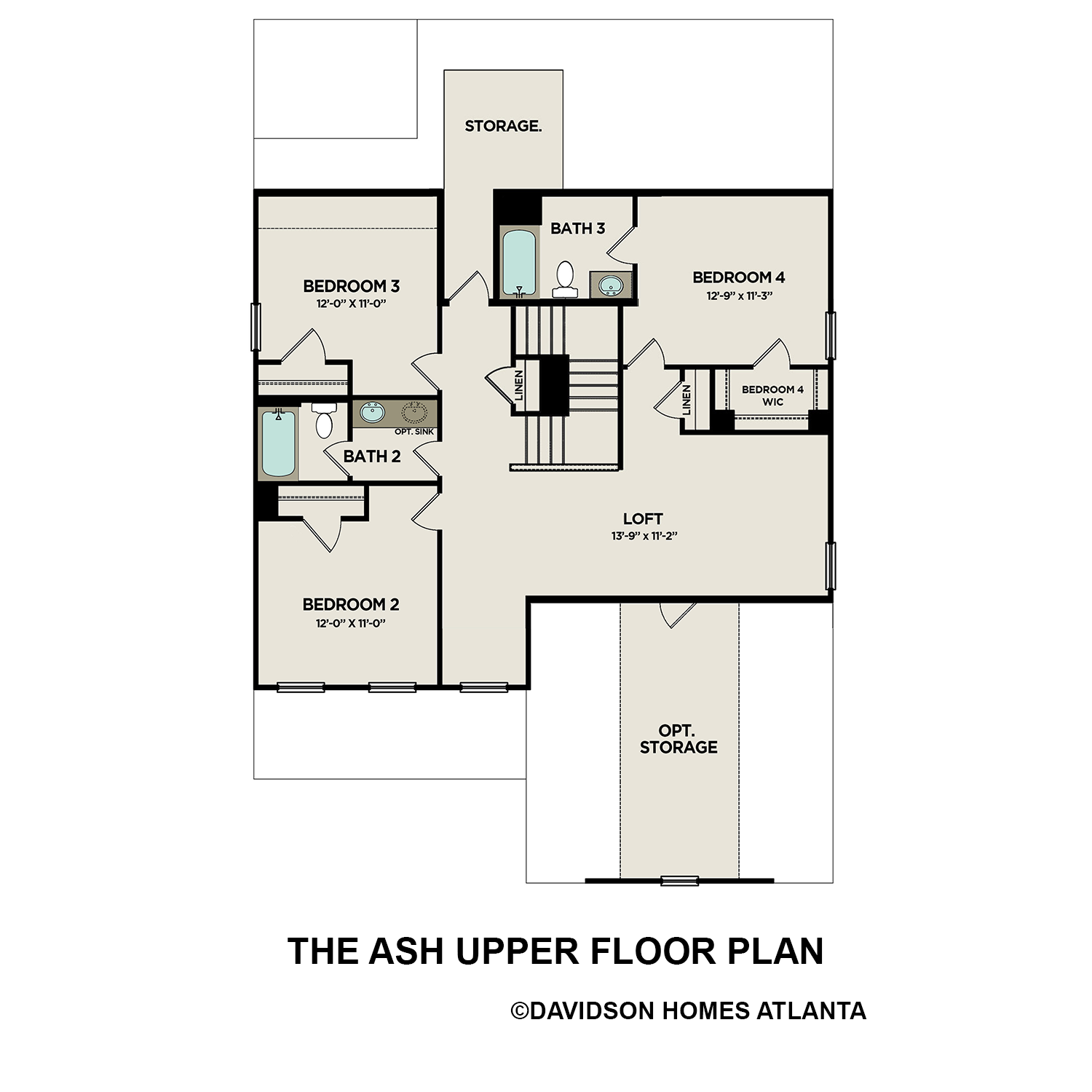 2 - The Ash B- Unfinished Basement floor plan layout for 385 Riverwood Pass in Davidson Homes Homes' Riverwood community.