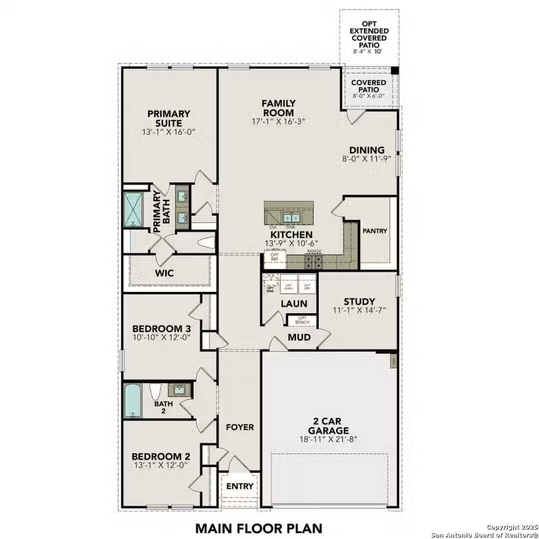 The Daphne F floor plan: 3-bed, 2-bath 1,917 sq ft 1-story home with 2-car garage by Davidson Homes in Hickory Ridge, Elmendorf, TX