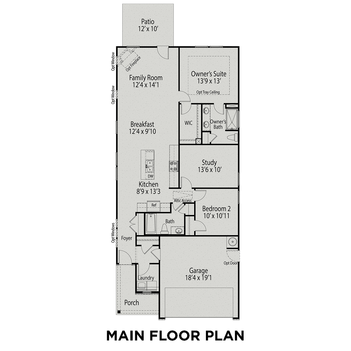1 - The Carter C buildable floor plan layout in Davidson Homes' Wellers Knoll community.